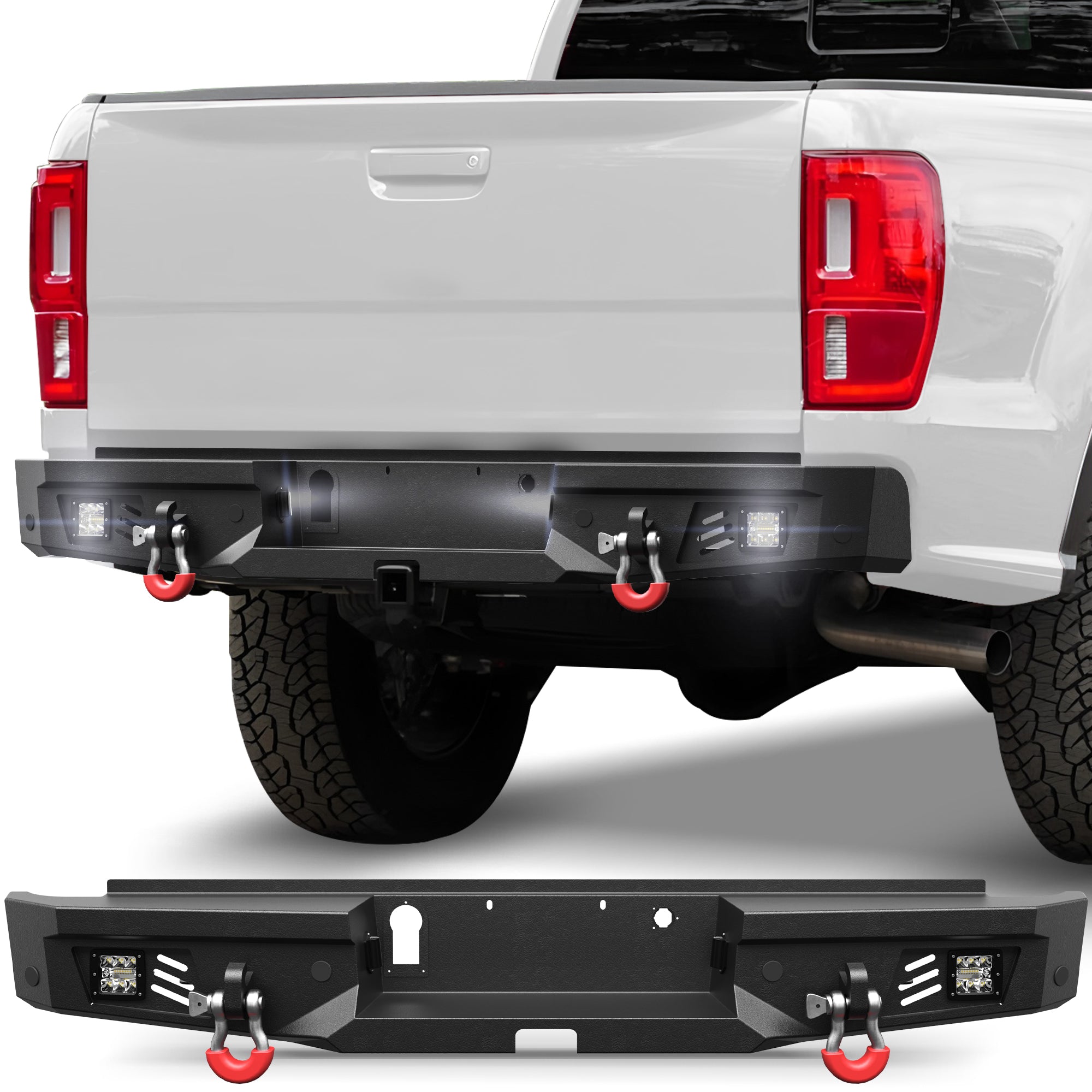 Ranger Rear Bumper Full Width Offroad Bumper for 2019-2023 Ford Ranger Pickup Trucks (Excluding Wildtrak)