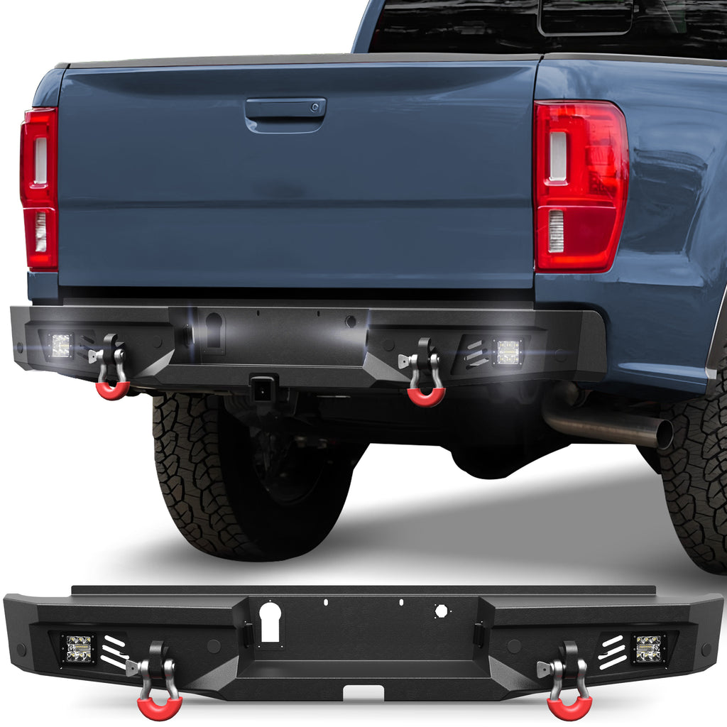 Ranger Rear Bumper Full Width Offroad Bumper for 2019-2023 Ford Ranger Pickup Trucks (Excluding Wildtrak)
