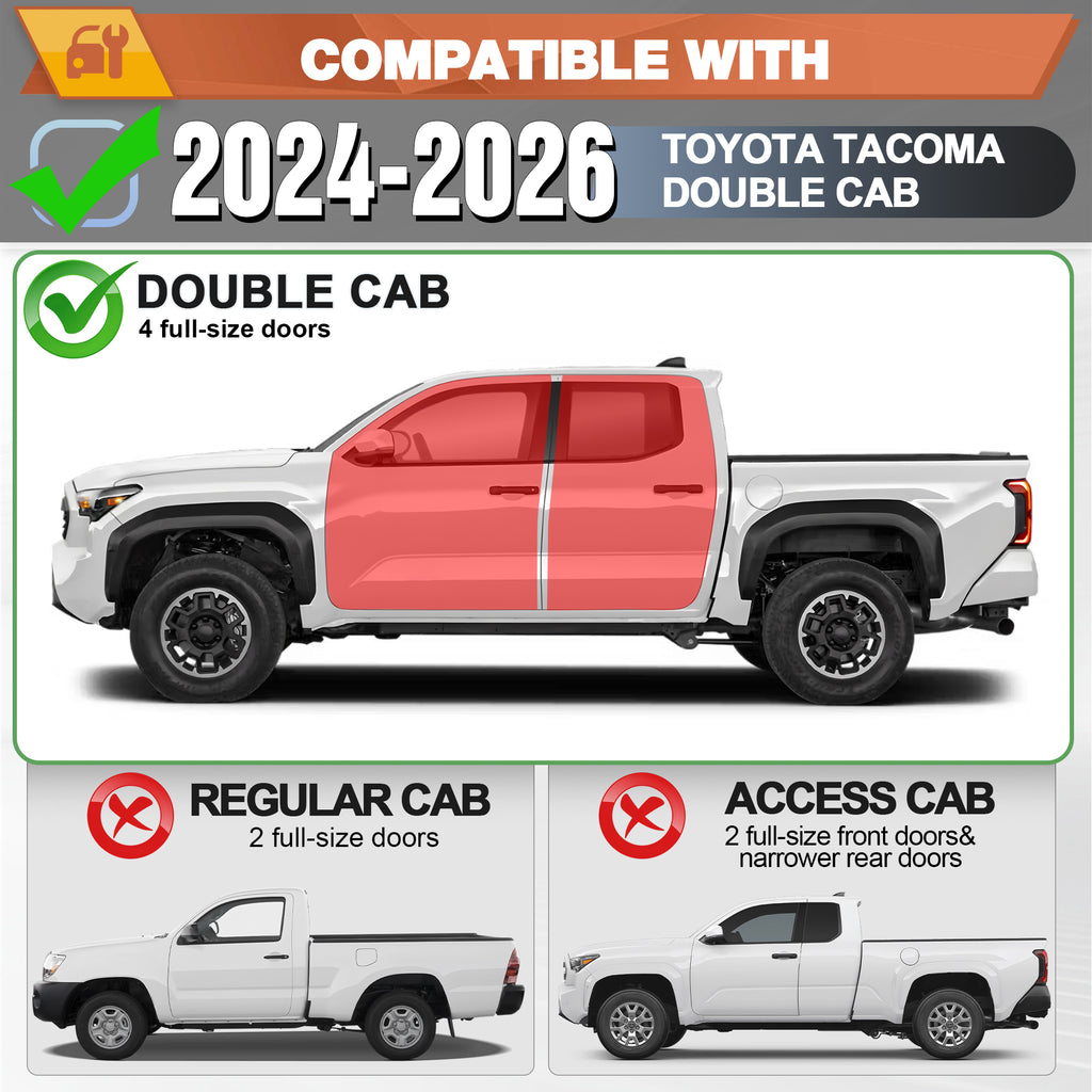 Tacoma Running Boards Compatible with 2024-2025-2026 Toyota Tacoma Crew Cab