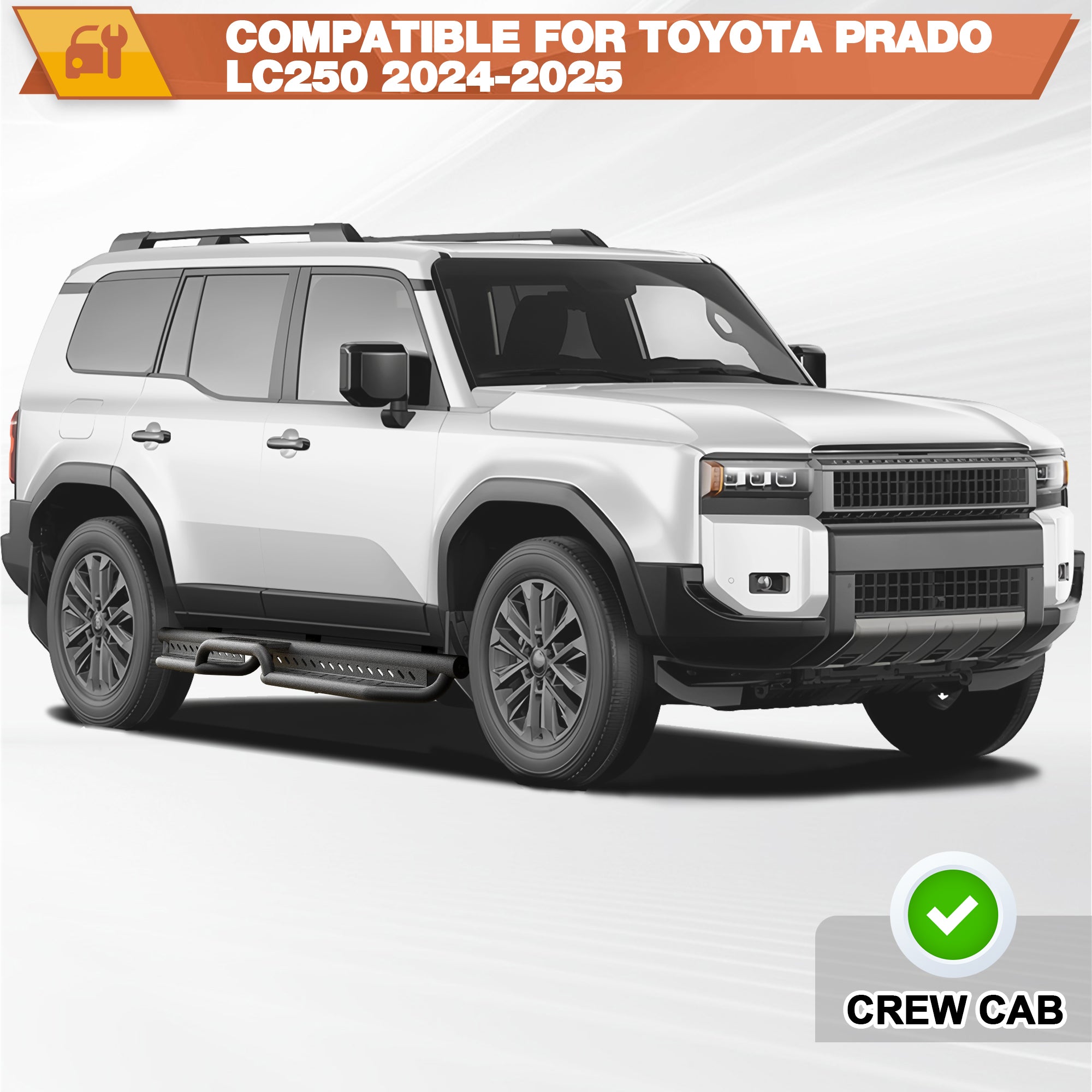 Prado Running Boards Side Step Compatible for Toyota Land Cruiser Prado LC250 2024-2025