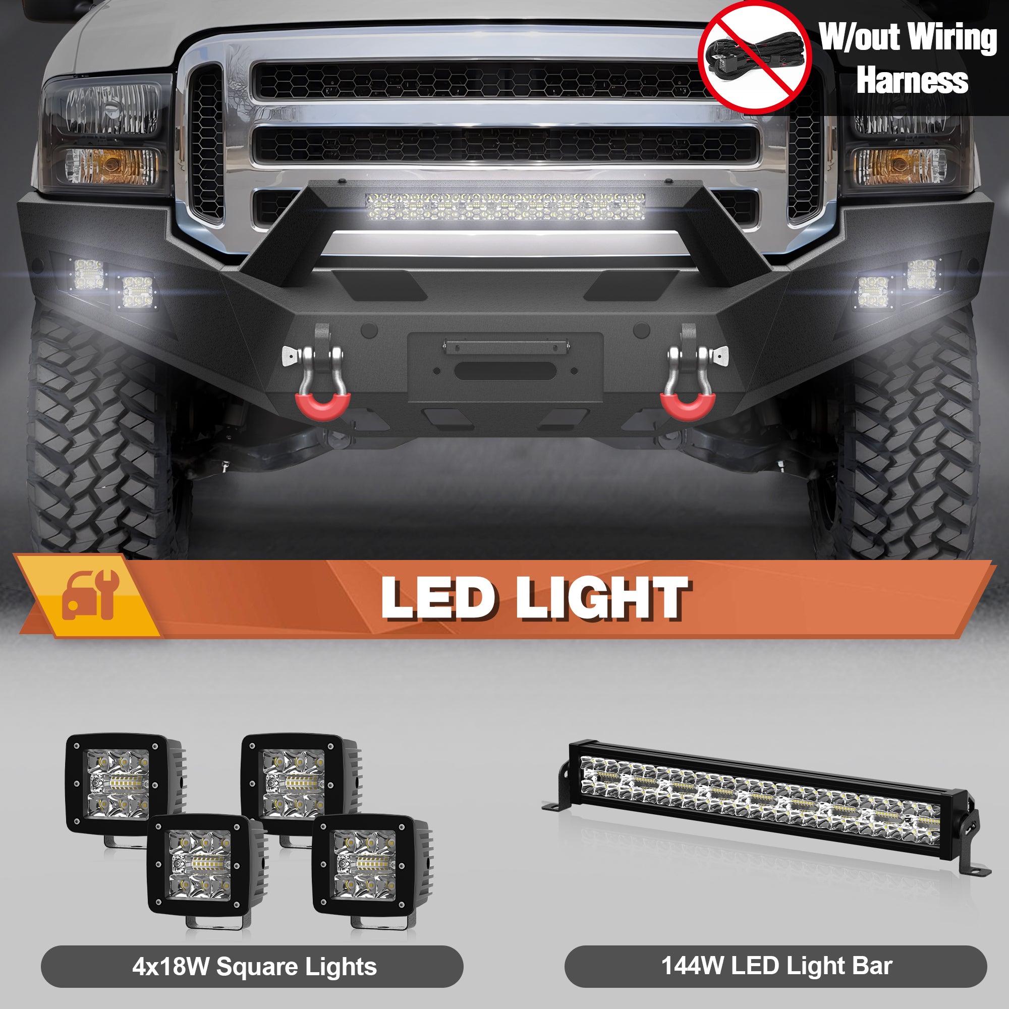 2005-2006-2007 F250 Front Bumper Full Width Offroad Bumper for 2005-2007 Ford F250/F350/F450 Pickup Trucks