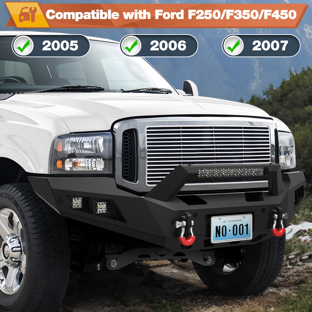 2005-2006-2007 F250 Front Bumper Full Width Offroad Bumper for 2005-2007 Ford F250/F350/F450 Pickup Trucks