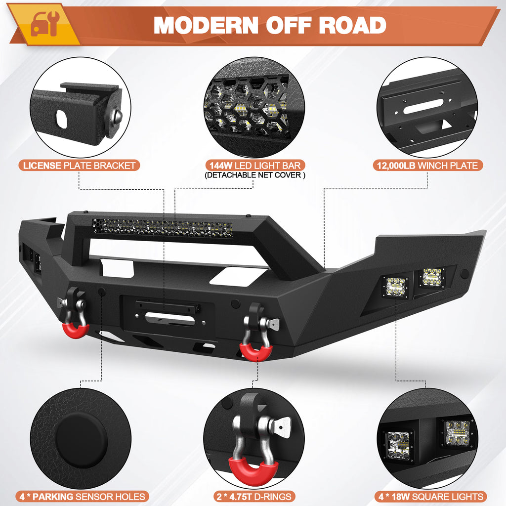2005-2006-2007 F250 Front Bumper Full Width Offroad Bumper for 2005-2007 Ford F250/F350/F450 Pickup Trucks