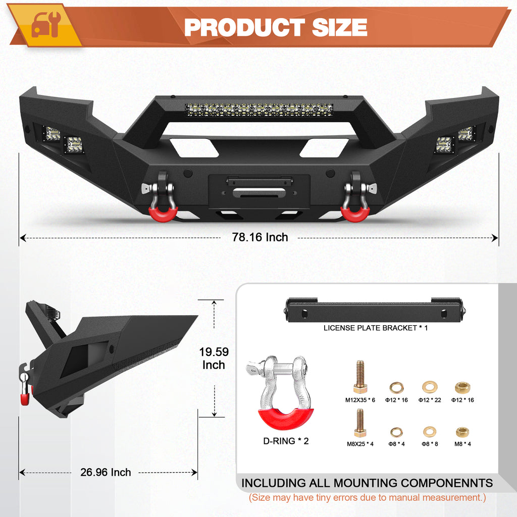 2005-2006-2007 F250 Front Bumper Full Width Offroad Bumper for 2005-2007 Ford F250/F350/F450 Pickup Trucks