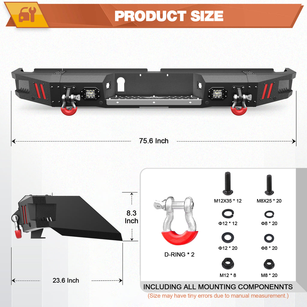 Tundra Rear Bumper Compatible with Toyota Tundra 2014-2021