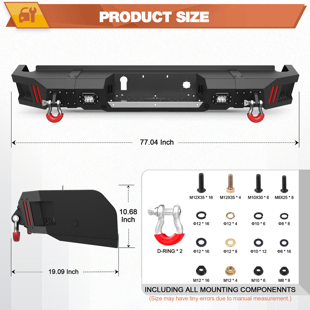 Silverado/Sierra 1500 Rear Bumper for 2019-2025 Chevy Silverado 1500 and GMC Sierra 1500