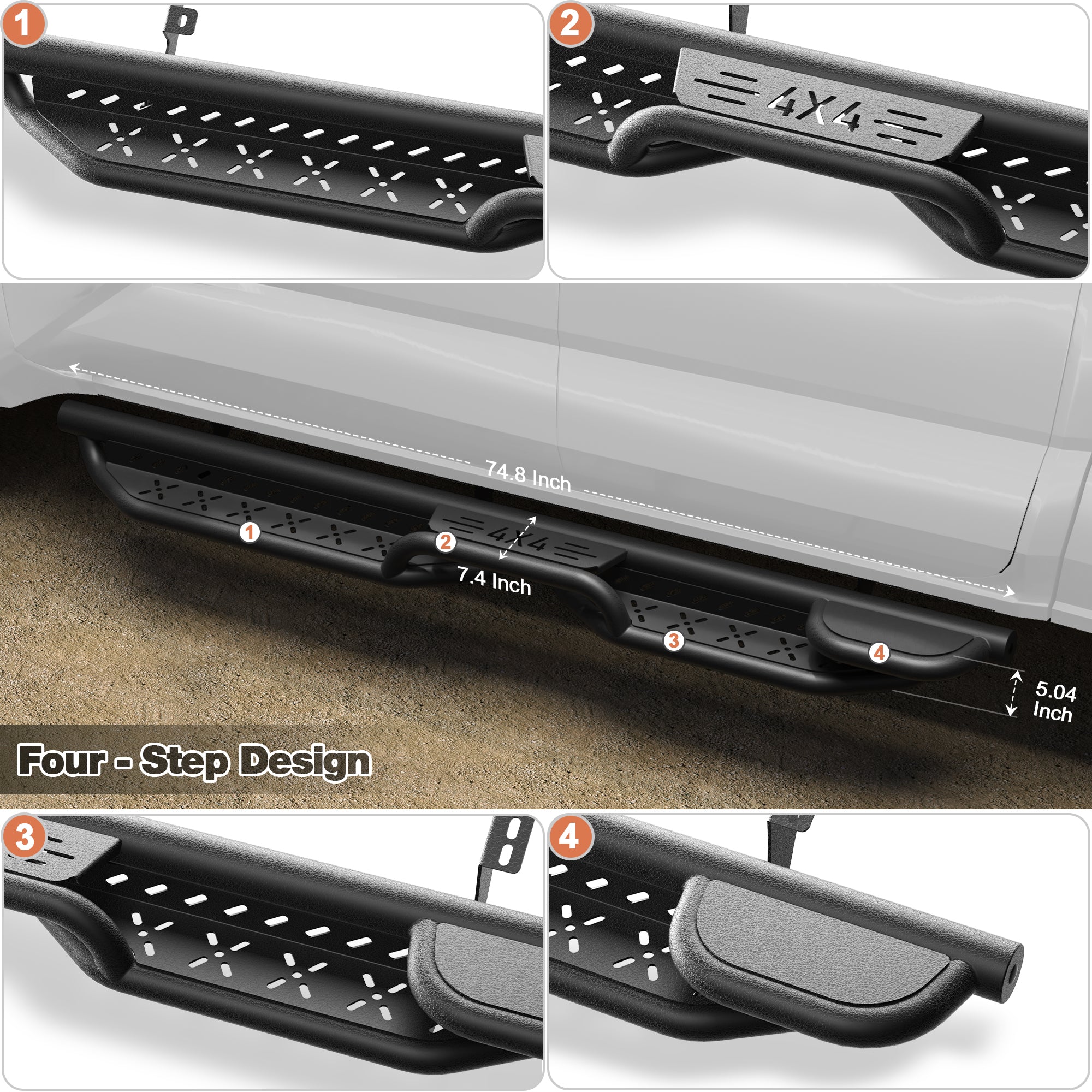 Tacoma Running Boards Compatible with 2024-2025-2026 Toyota Tacoma Crew Cab