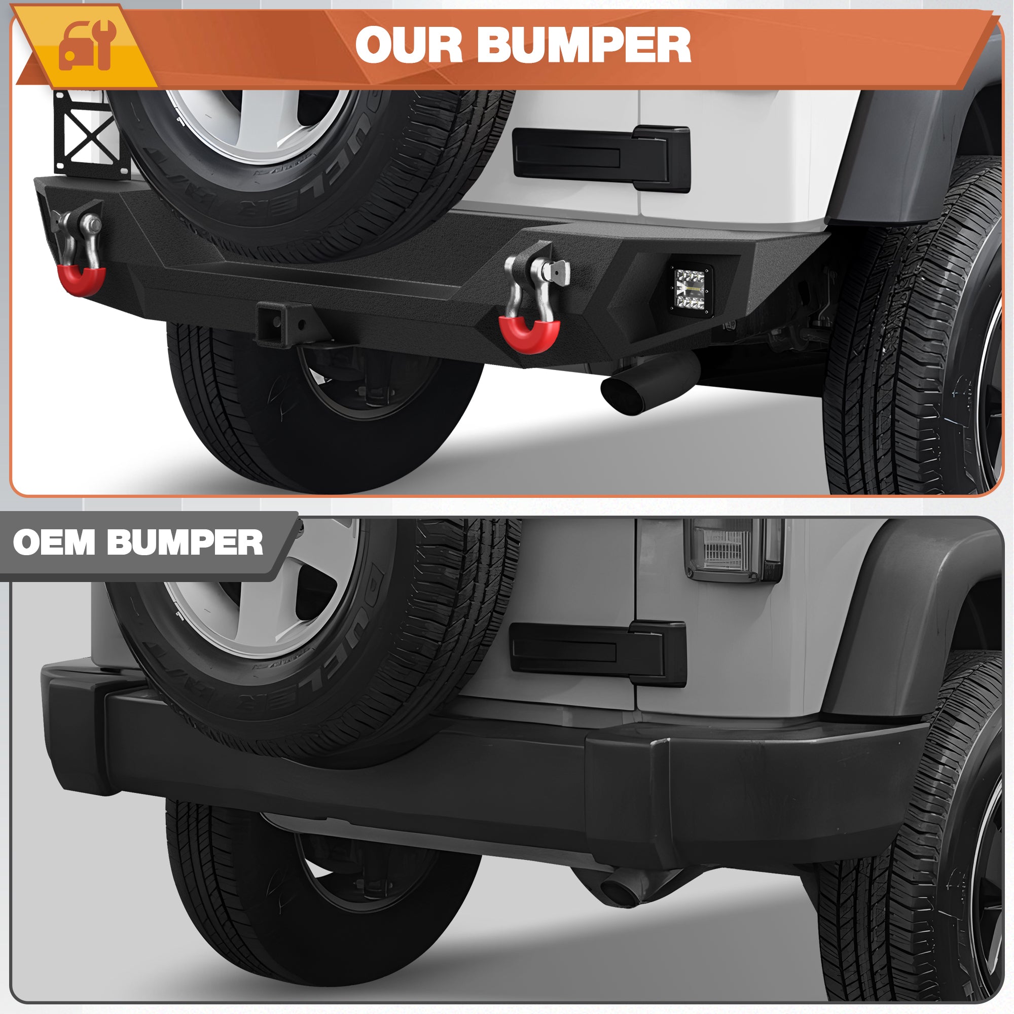 Jeep JK Rear Bumper Compatible with Jeep Wrangler JK JKU 2007-2018