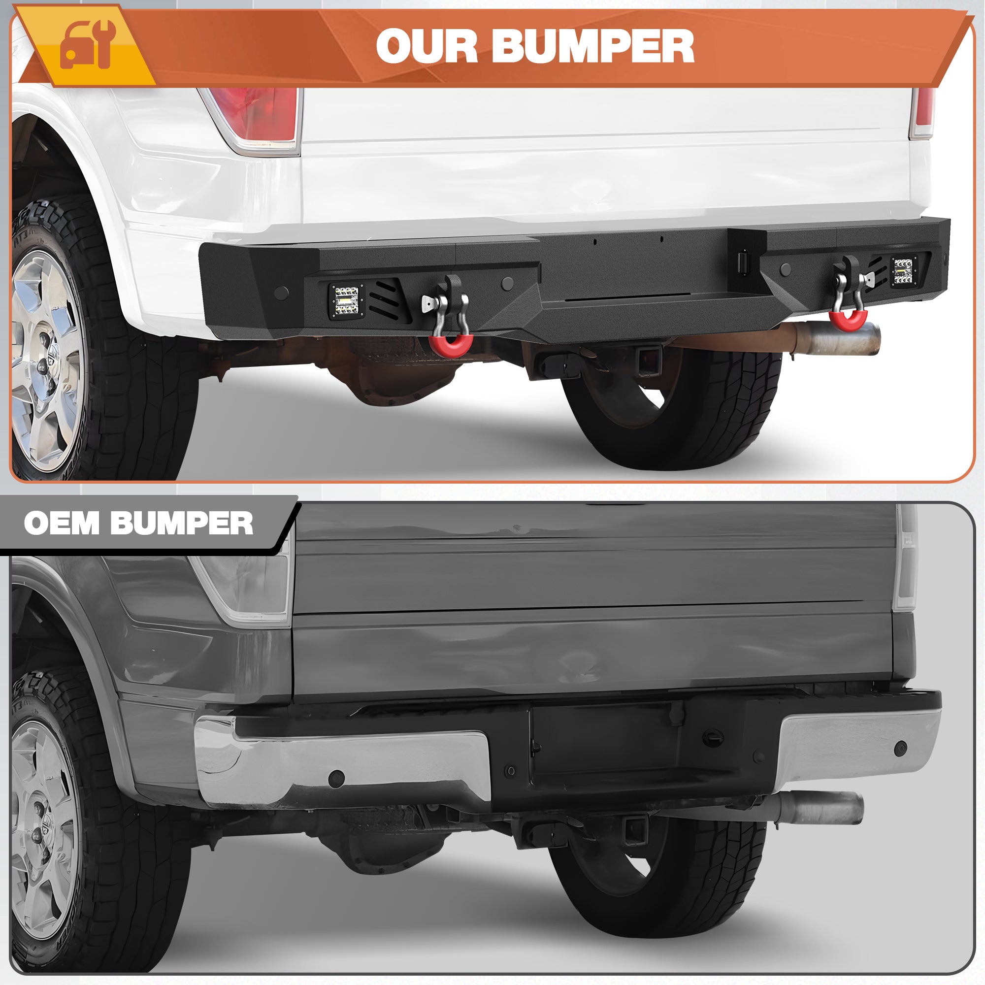 F150 Rear Bumper for 2009-2014 Ford F150 Pickup (Excluding Raptor)