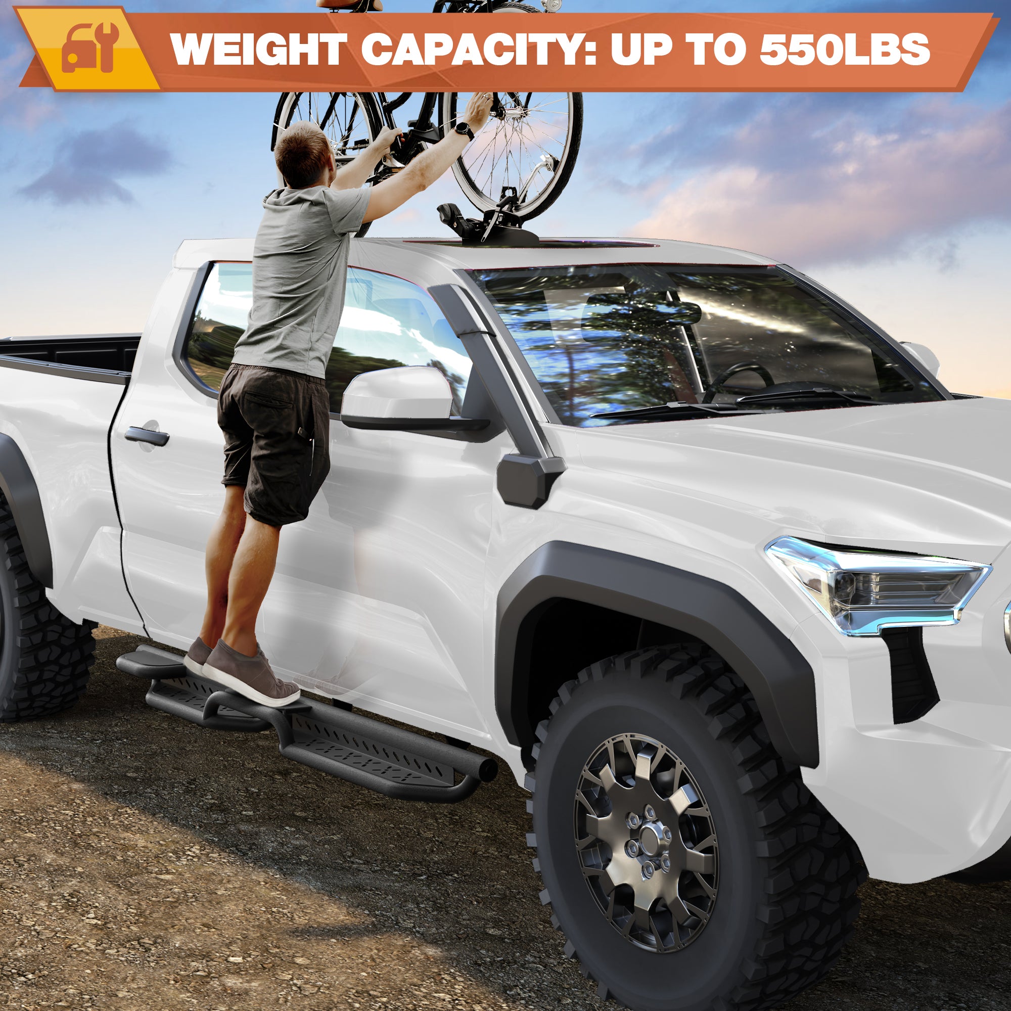 Tacoma Running Boards Compatible with 2024-2025-2026 Toyota Tacoma Crew Cab