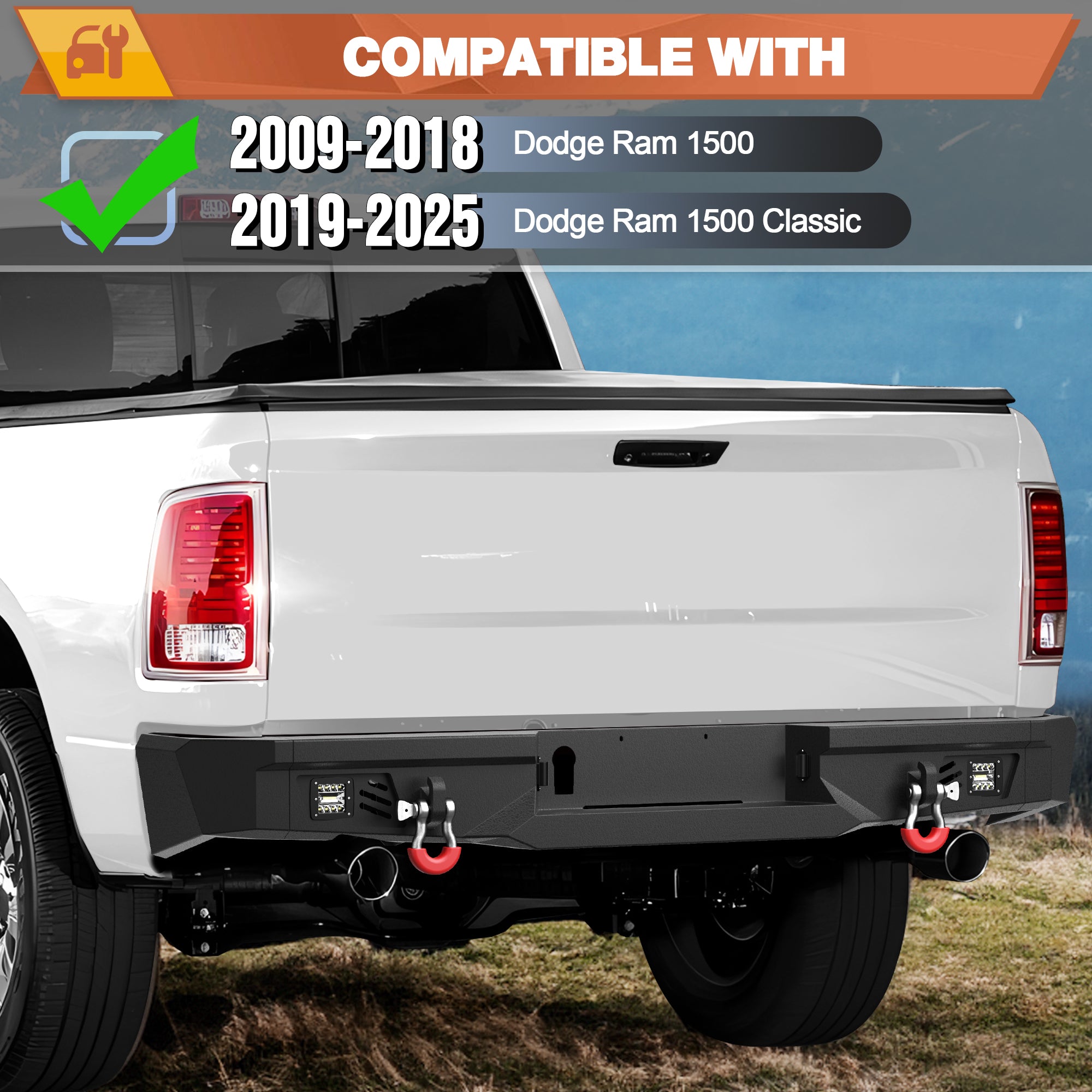 Ram 1500 Rear Bumper for 2009-2018 Ram 1500 Pickup and 2019-2025 Ram 1500 Classic