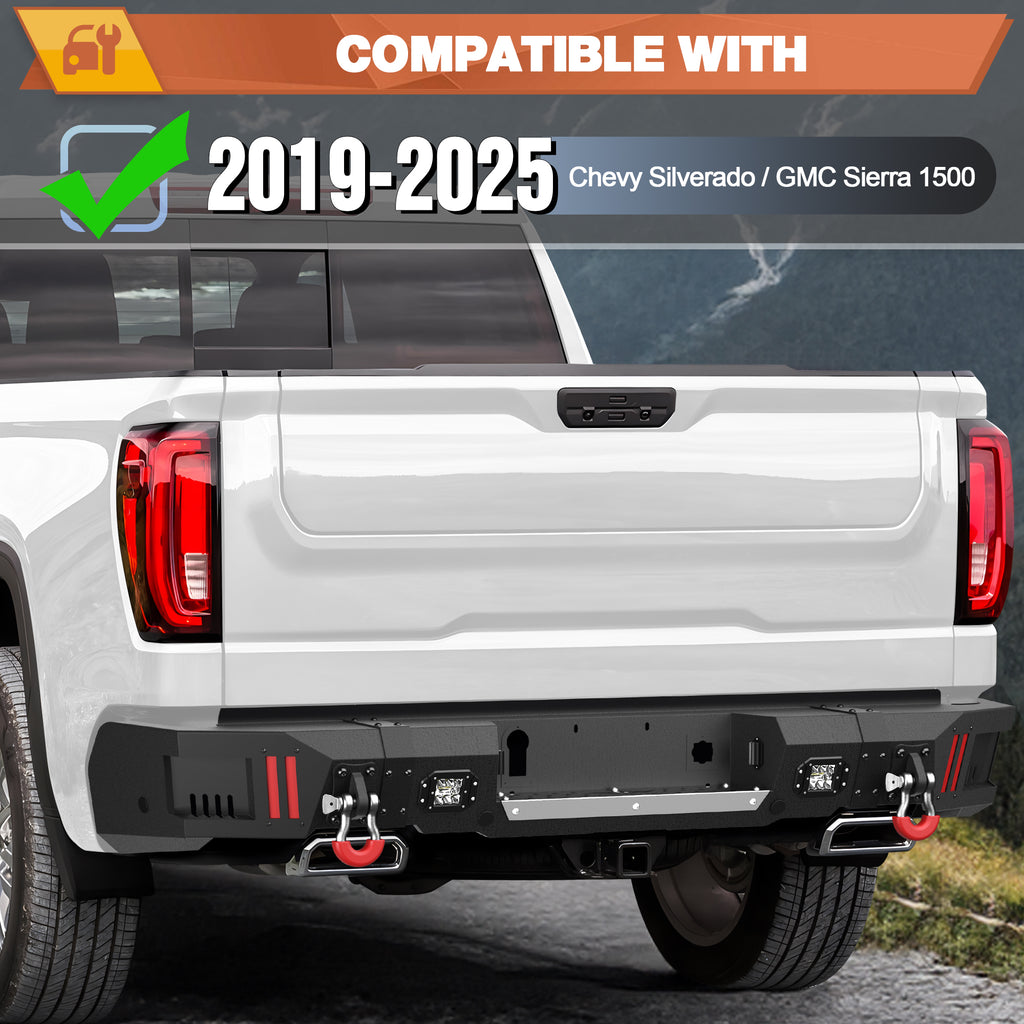 Silverado/Sierra 1500 Rear Bumper for 2019-2025 Chevy Silverado 1500 and GMC Sierra 1500