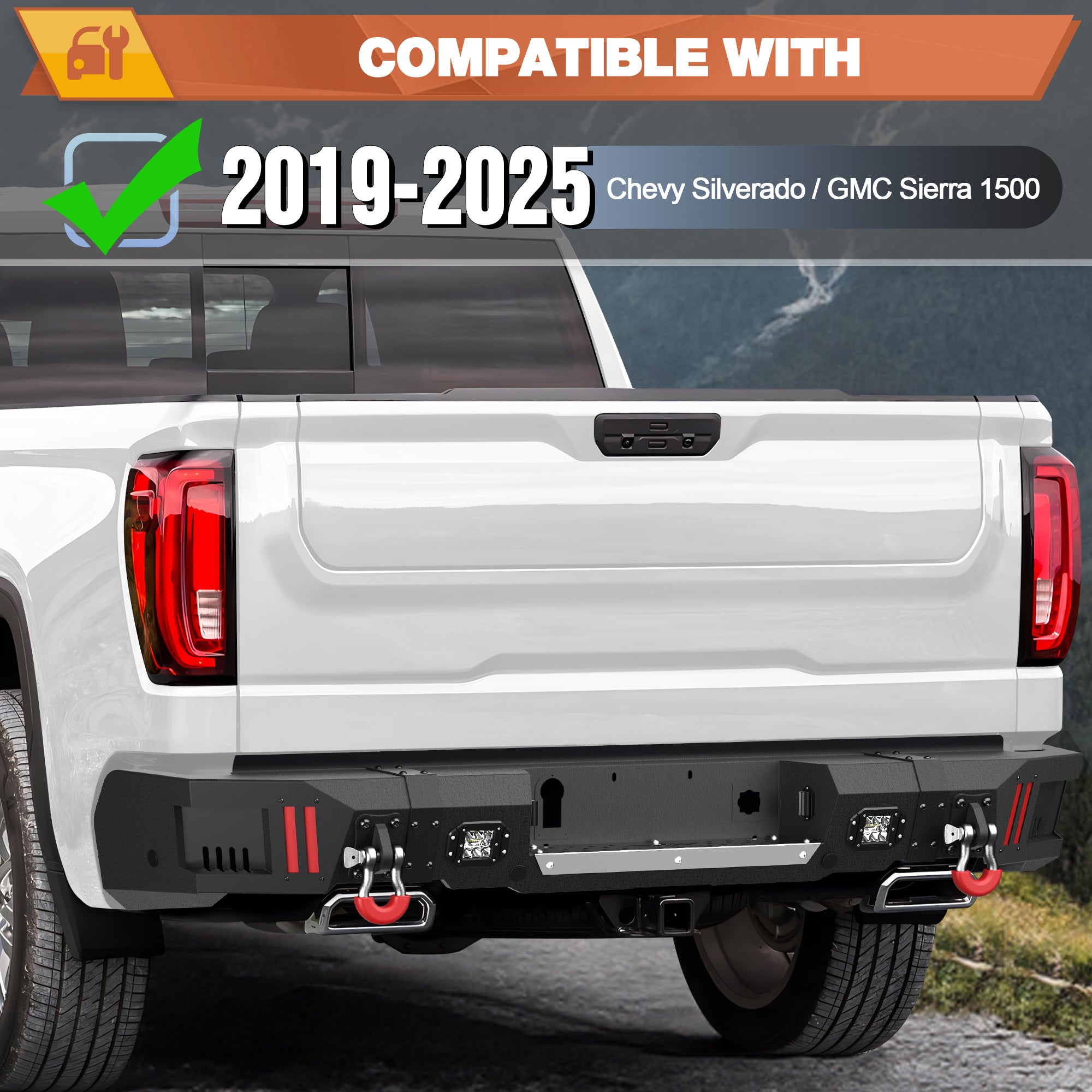 Silverado/Sierra 1500 Rear Bumper for 2019-2025 Chevy Silverado 1500 and GMC Sierra 1500