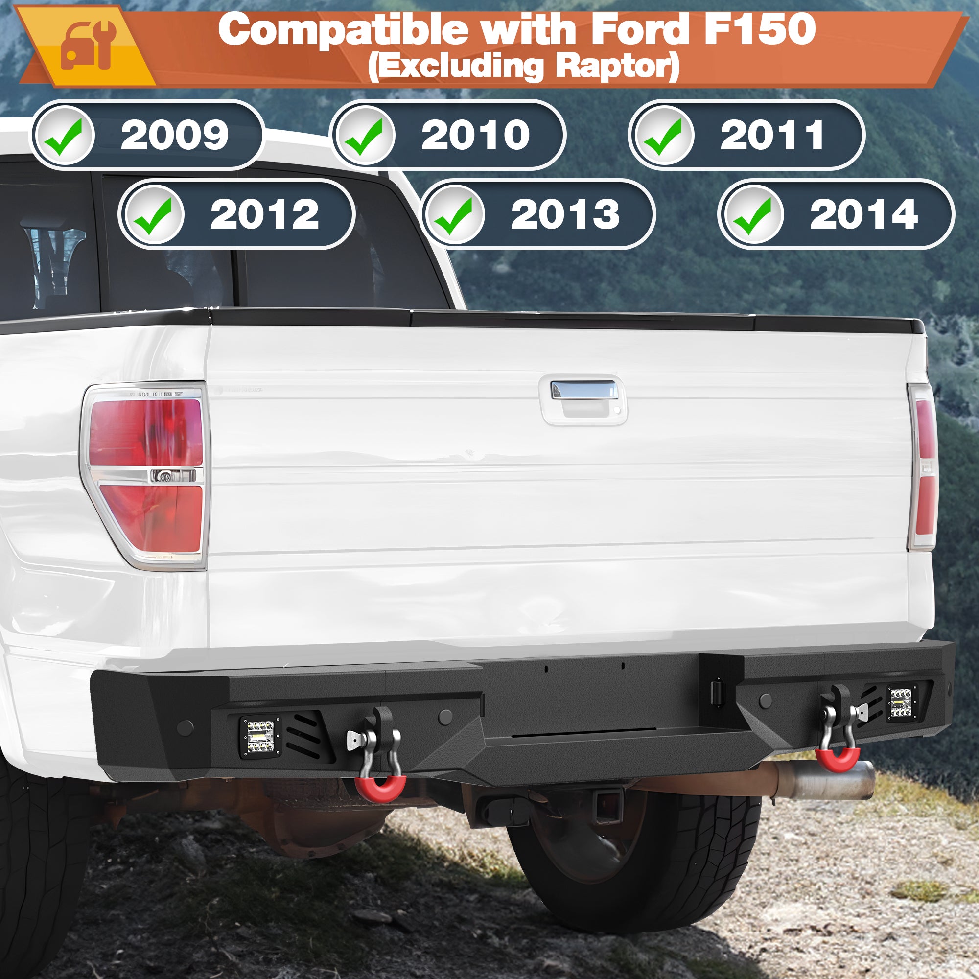 F150 Rear Bumper for 2009-2014 Ford F150 Pickup (Excluding Raptor)