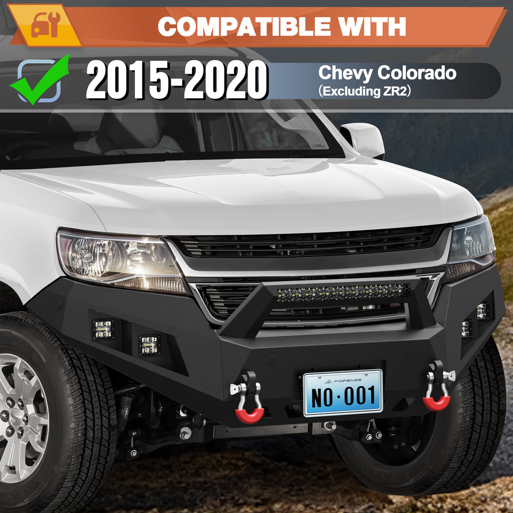 Colorado Front Bumper and Rear Bumper Set for 2015-2020 Chevy Colorado Pickup Trucks (Excluding ZR2)