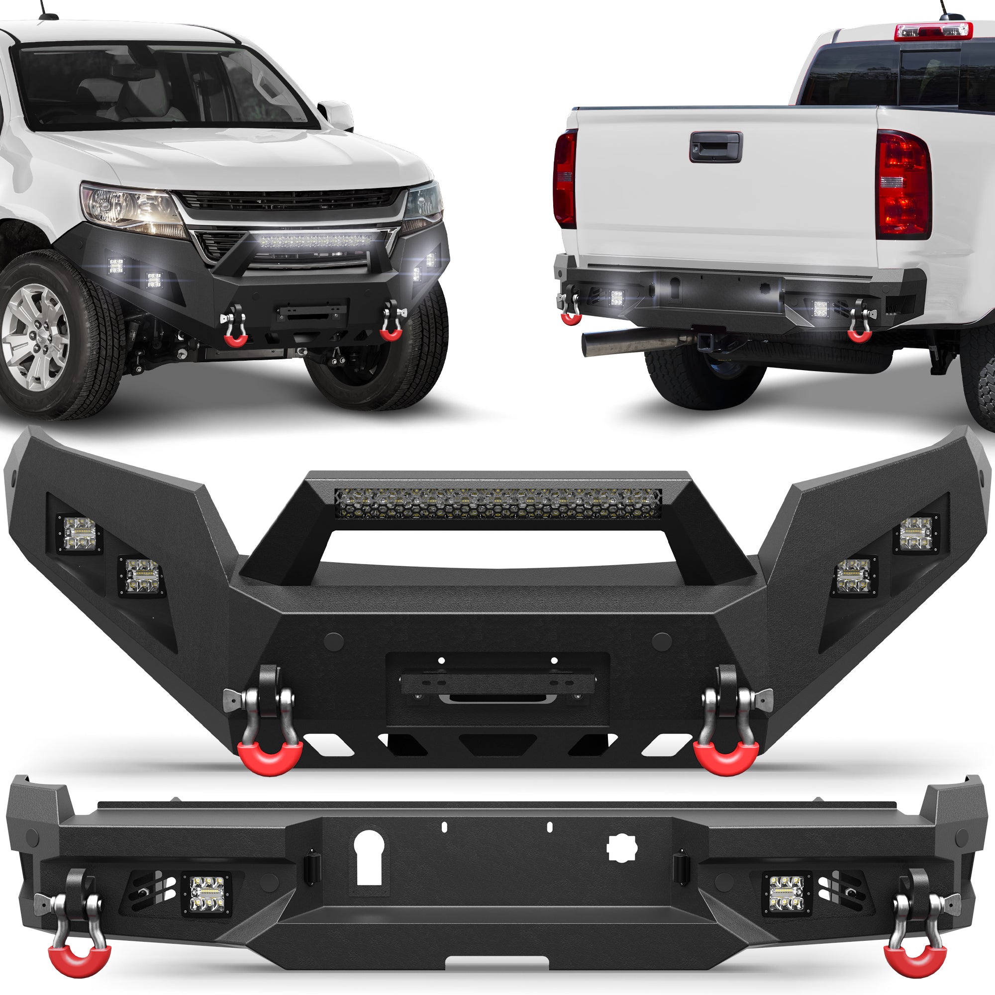 Colorado Front Bumper and Rear Bumper Set for 2015-2020 Chevy Colorado Pickup Trucks (Excluding ZR2)