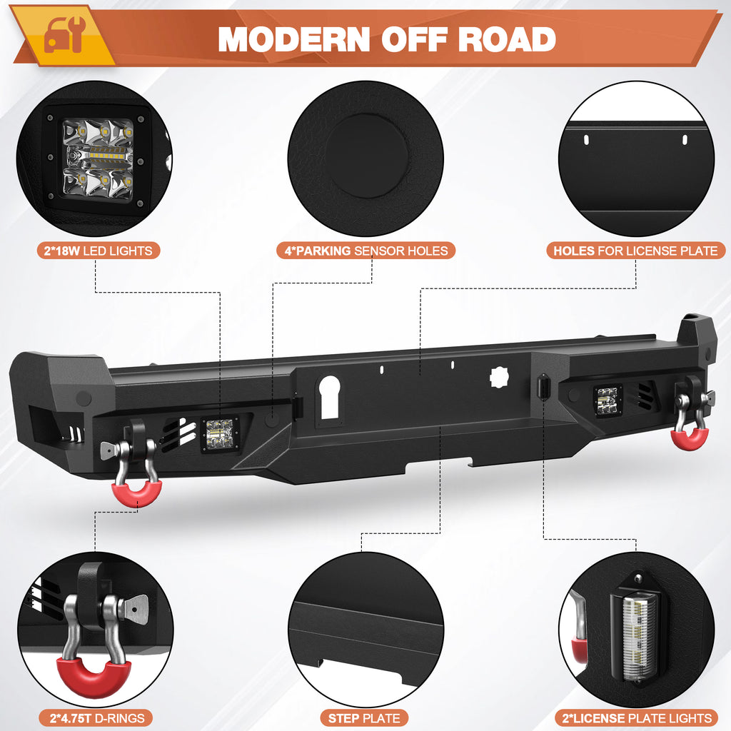 Colorado Front Bumper and Rear Bumper Set for 2015-2020 Chevy Colorado Pickup Trucks (Excluding ZR2)