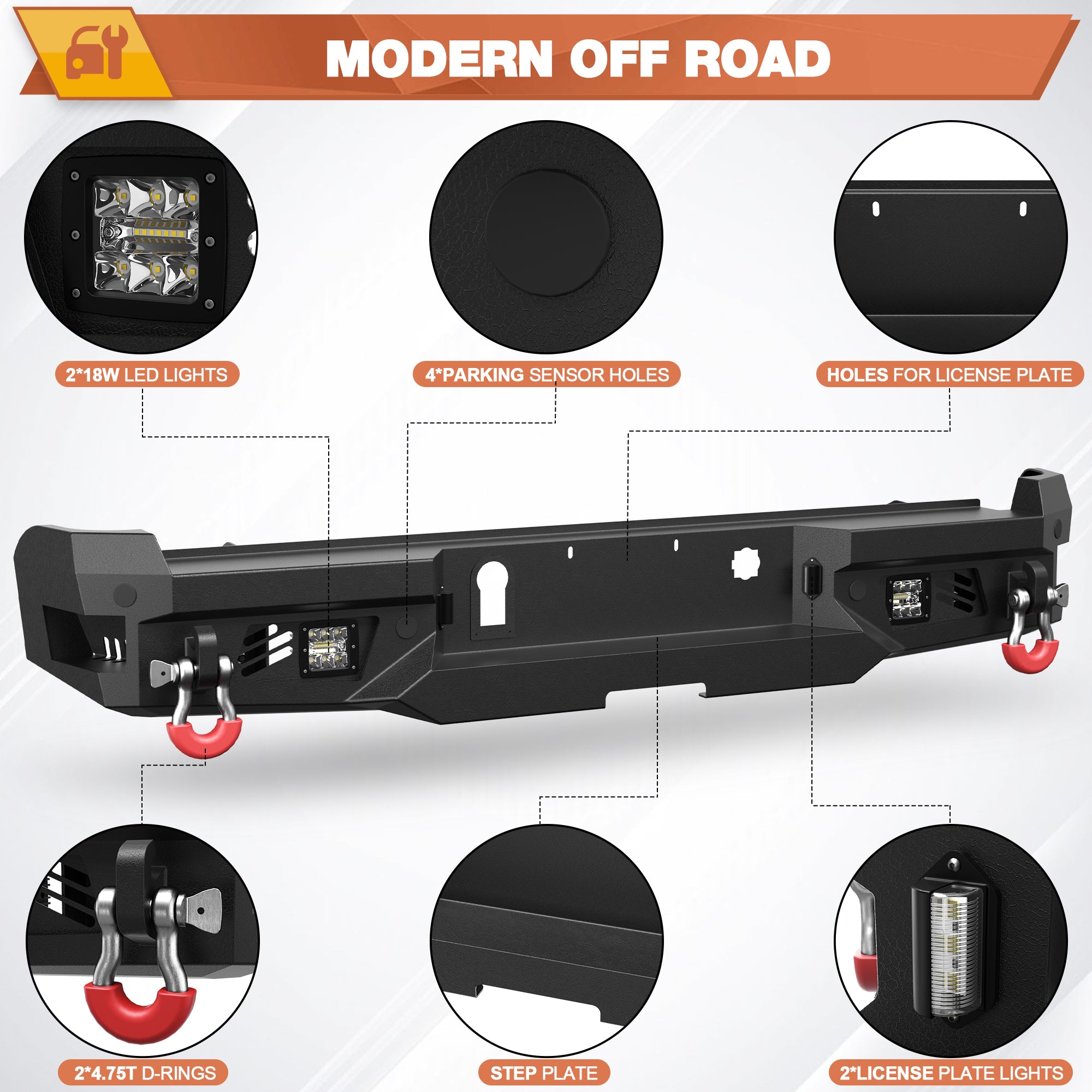 Colorado Front Bumper and Rear Bumper Set for 2015-2020 Chevy Colorado Pickup Trucks (Excluding ZR2)