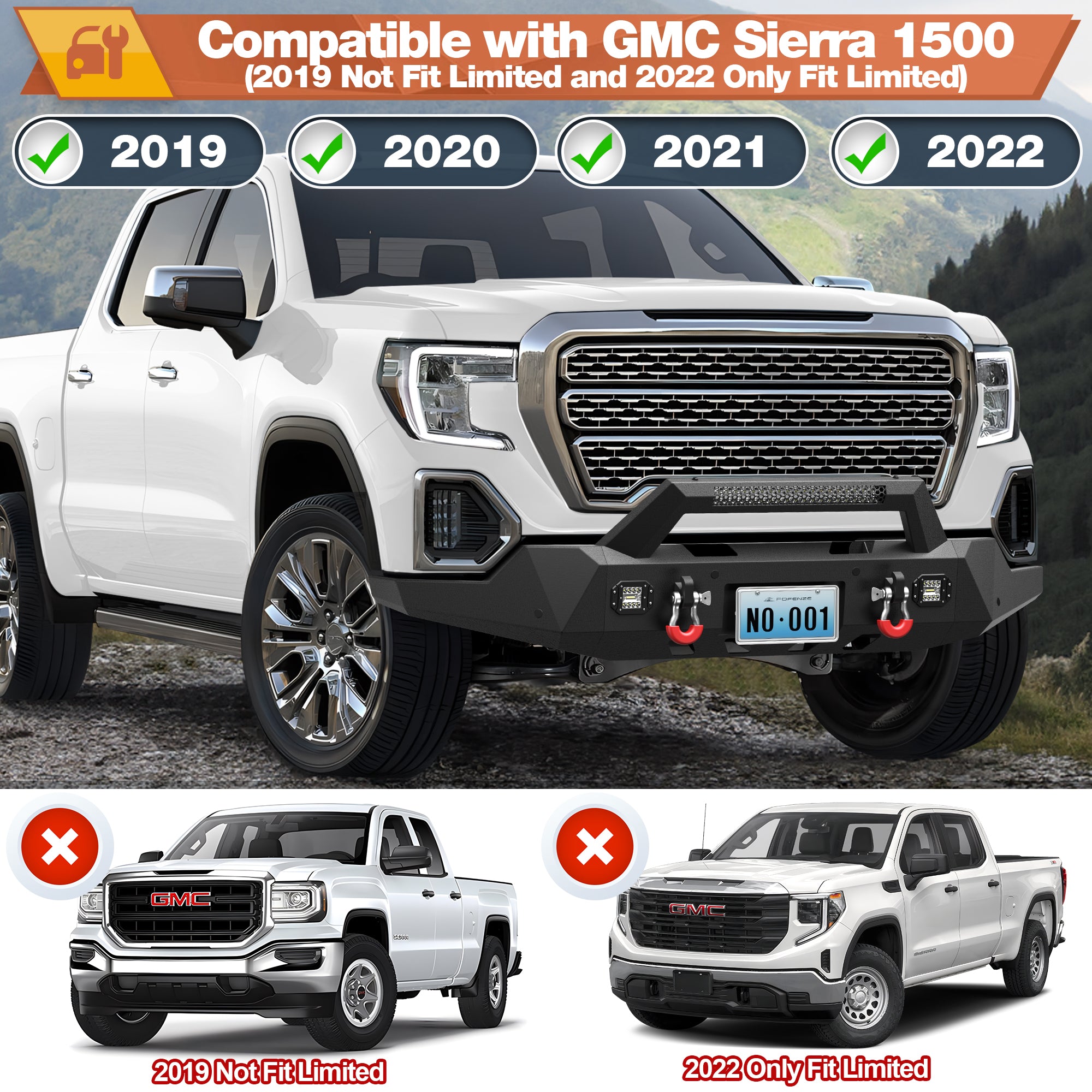 Sierra Front Bumper for 2019-2022 GMC Sierra 1500