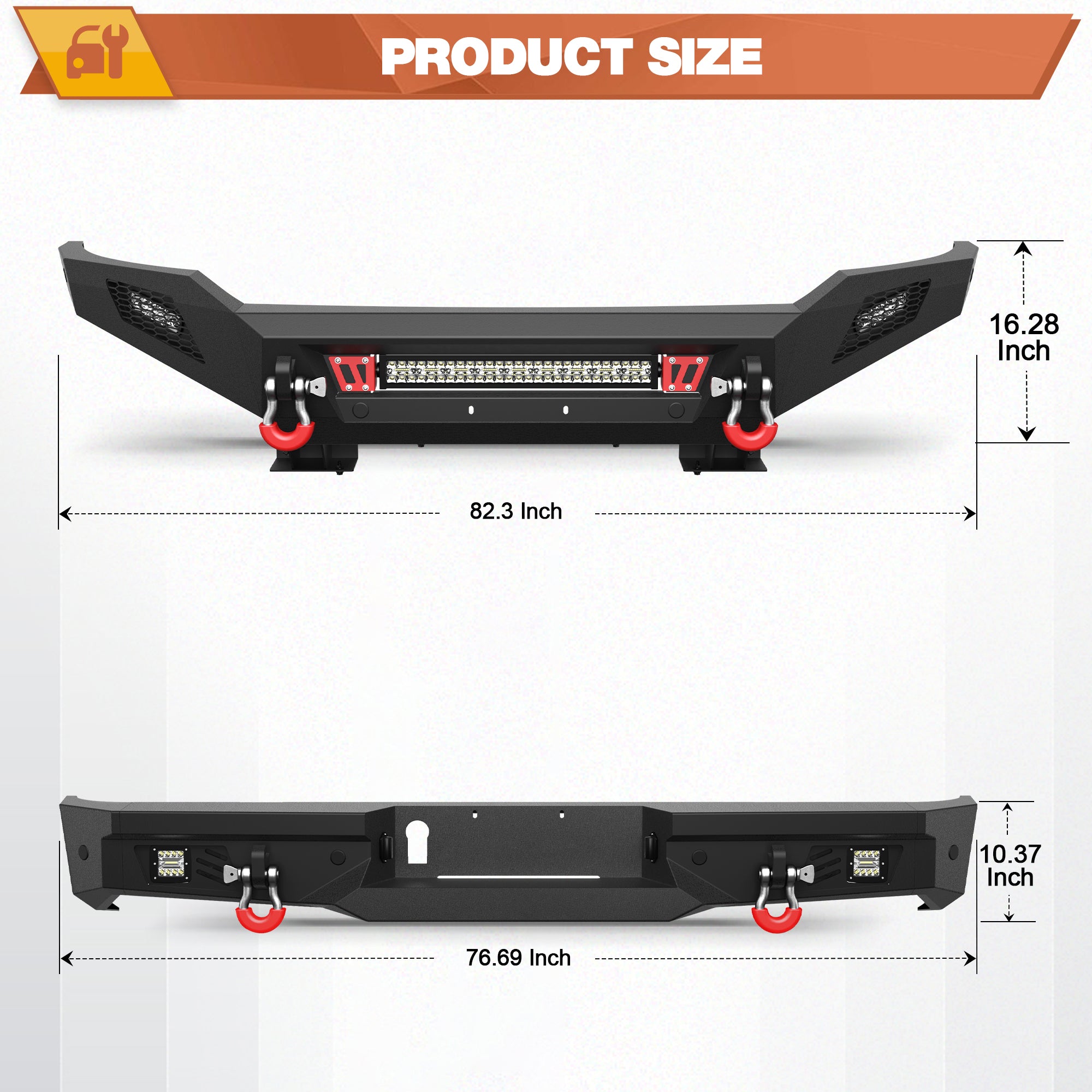 Tundra Bumper Set Front Bumper and Rear Bumper for 2007-2013 Toyota Tundra Pickup