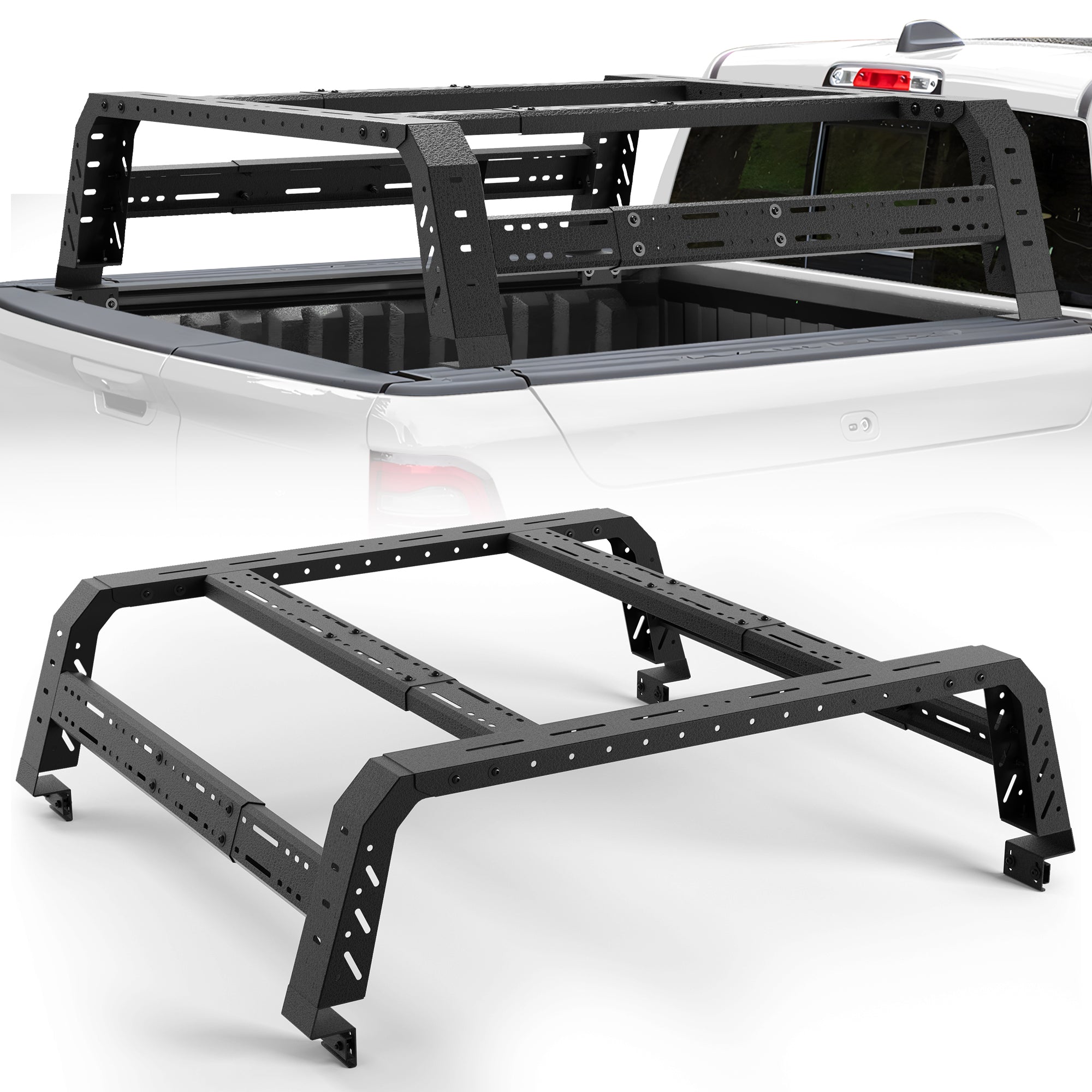 Truck Bed Rack for Mid & Full Size Trucks Adjustable 49.2"-70.8" Length NO Bed Rails Overlanding Bed Rack for Ram 1500 2500 3500, Toyota Tundra,GMC Sierra, Chevy Silverado