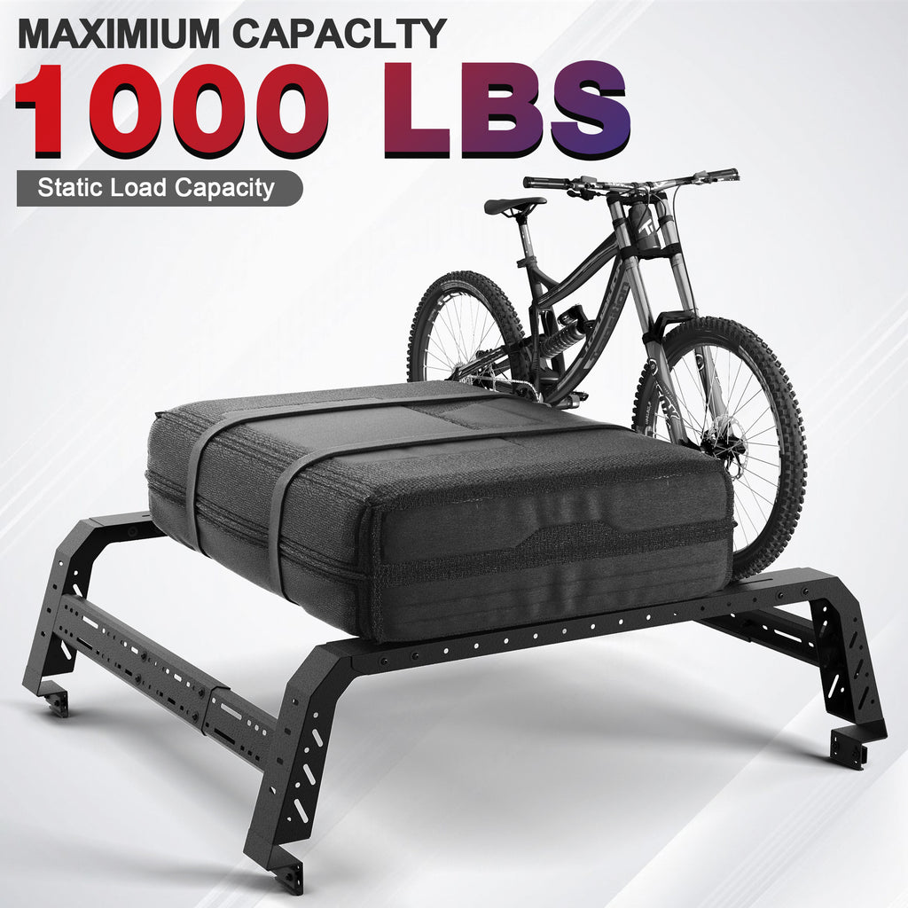 Truck Bed Rack for Mid & Full Size Trucks Adjustable 49.2"-70.8" Length NO Bed Rails Overlanding Bed Rack for Ram 1500 2500 3500, Toyota Tundra,GMC Sierra, Chevy Silverado