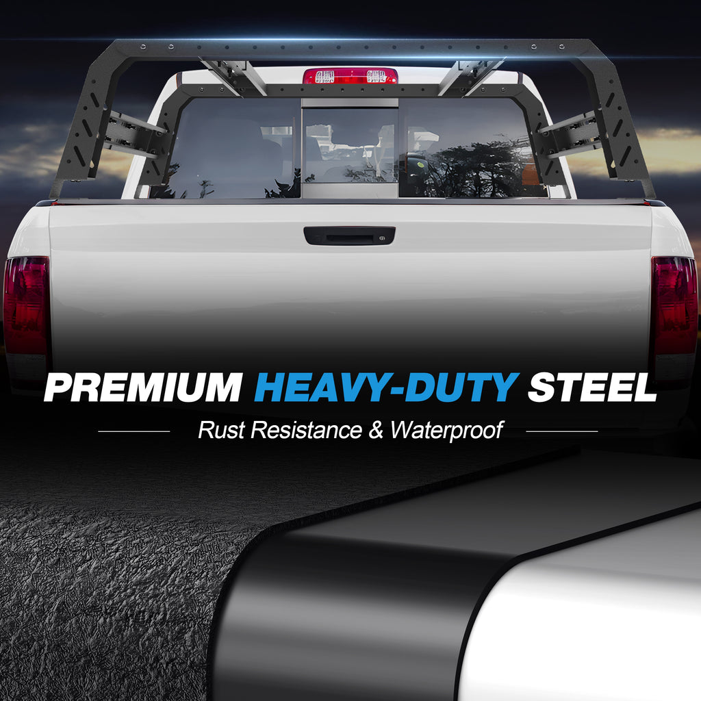 Truck Bed Rack for Mid & Full Size Trucks Adjustable 49.2"-70.8" Length NO Bed Rails Overlanding Bed Rack for Ram 1500 2500 3500, Toyota Tundra,GMC Sierra, Chevy Silverado