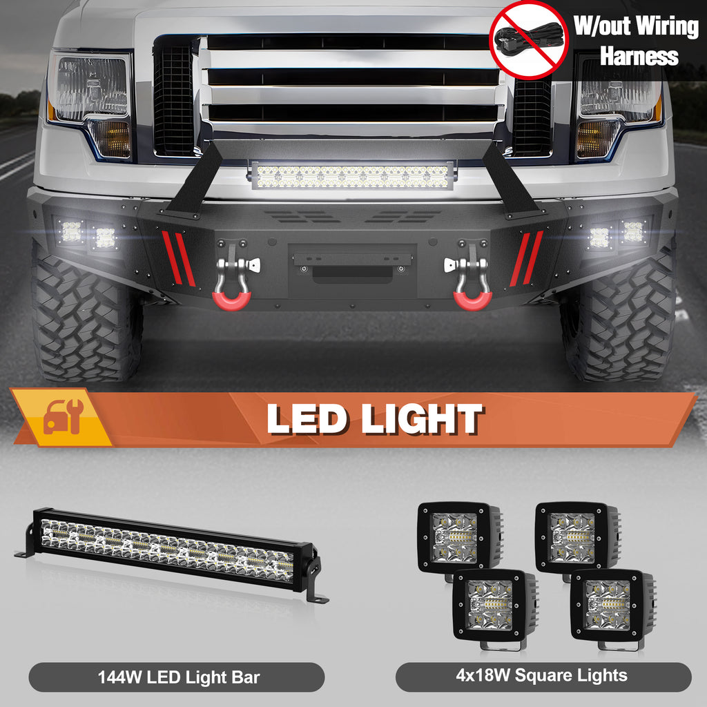 F150 Front Bumper Compatible with Ford F-150 2009-2014 Excluding Raptor