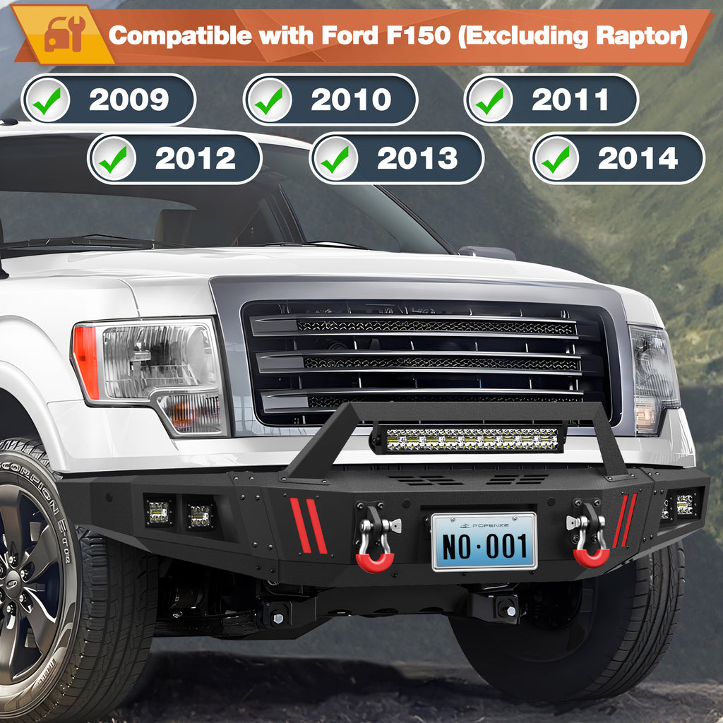 F150 Front Bumper Compatible with Ford F-150 2009-2014 Excluding Raptor
