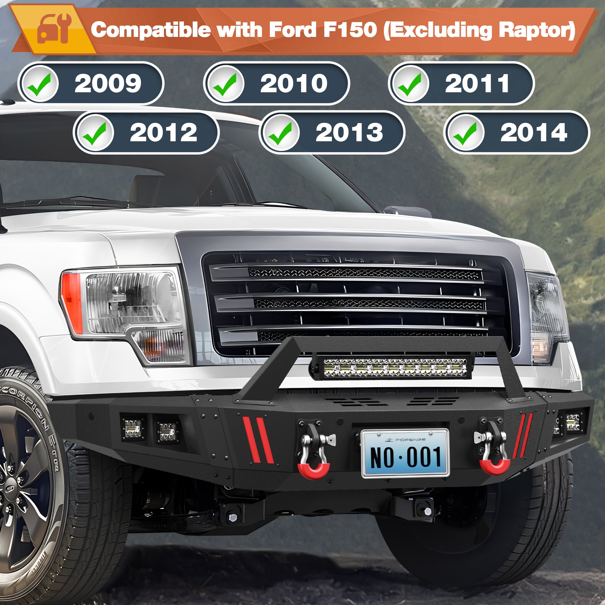 F150 Front Bumper Compatible with Ford F-150 2009-2014 Excluding Raptor