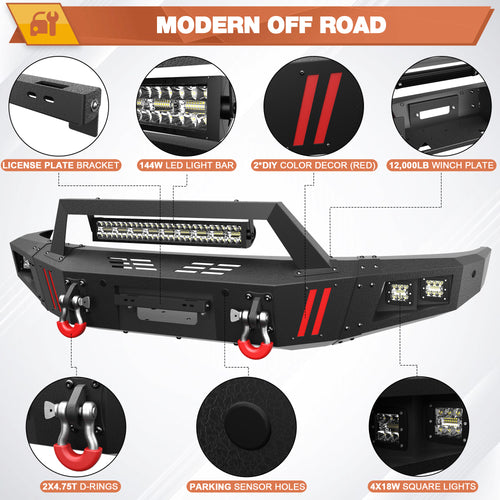 F150 Front Bumper Compatible with Ford F-150 2009-2014 Excluding Raptor