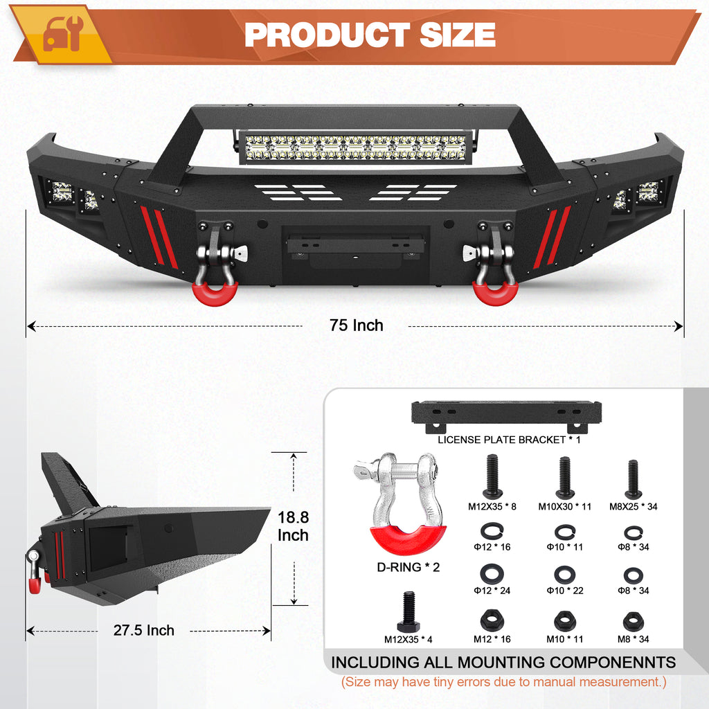F150 Front Bumper Compatible with Ford F-150 2009-2014 Excluding Raptor