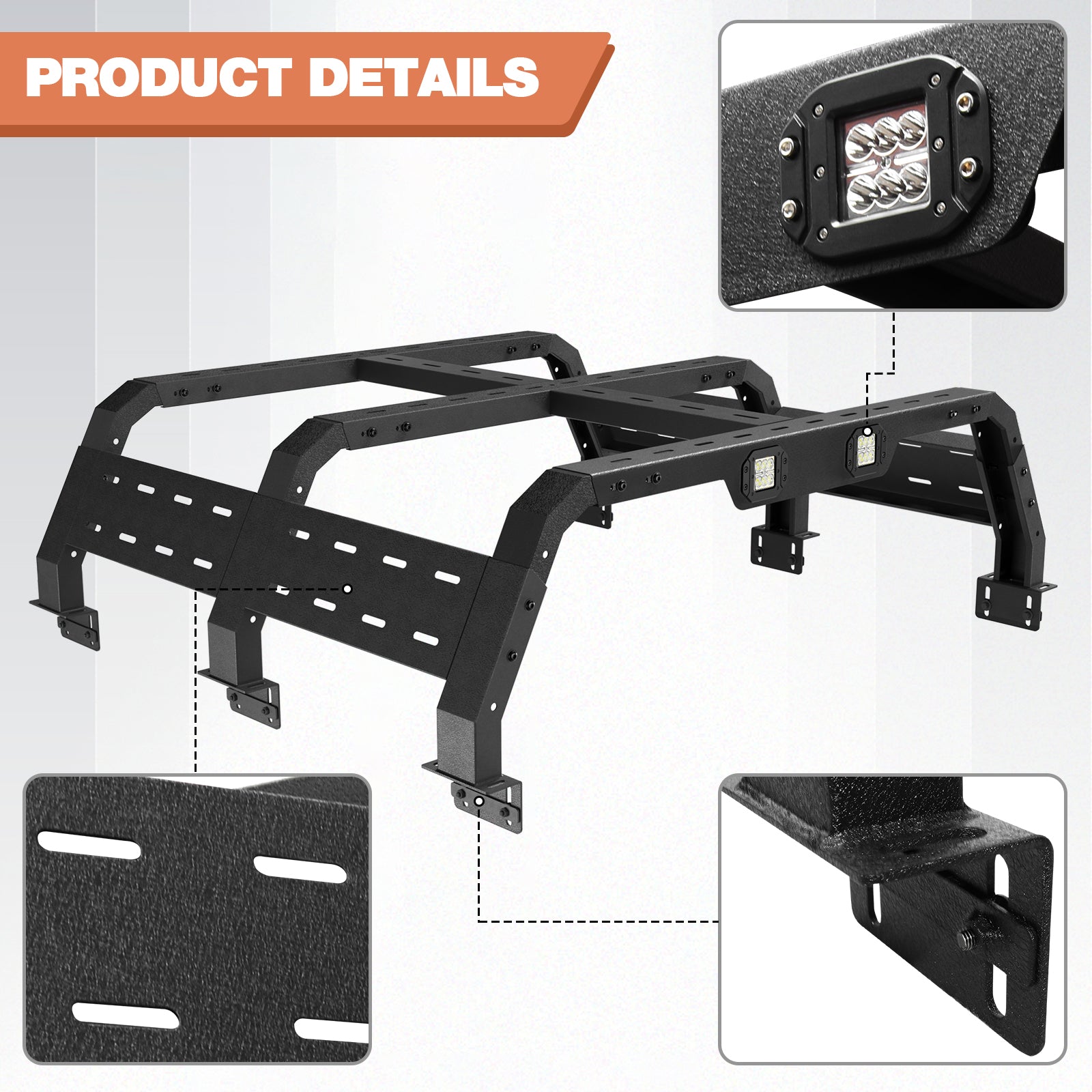 Overland Bed Rack Cargo Carrier for Mid Size Trucks with Bed Rails Fit Tundra 2014-2024,Toyota Tacoma 2005-2023 2nd 3rd Gen 5' Truck Bed, 2020-2024 Jeep Gladiator JT 5' Truck Bed