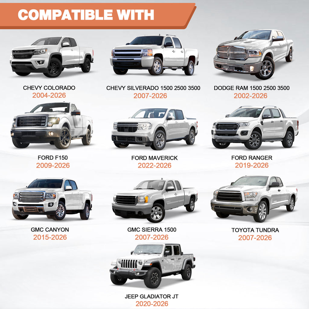 Truck Ladder Rack Without Bed Rails Compatible with 2007-2022 Chevy Silverado 1500 & 2009-2023 Ford F150 & 2002-2023 Dodge Ram 1500 & 2007-2013 Toyota Tundra