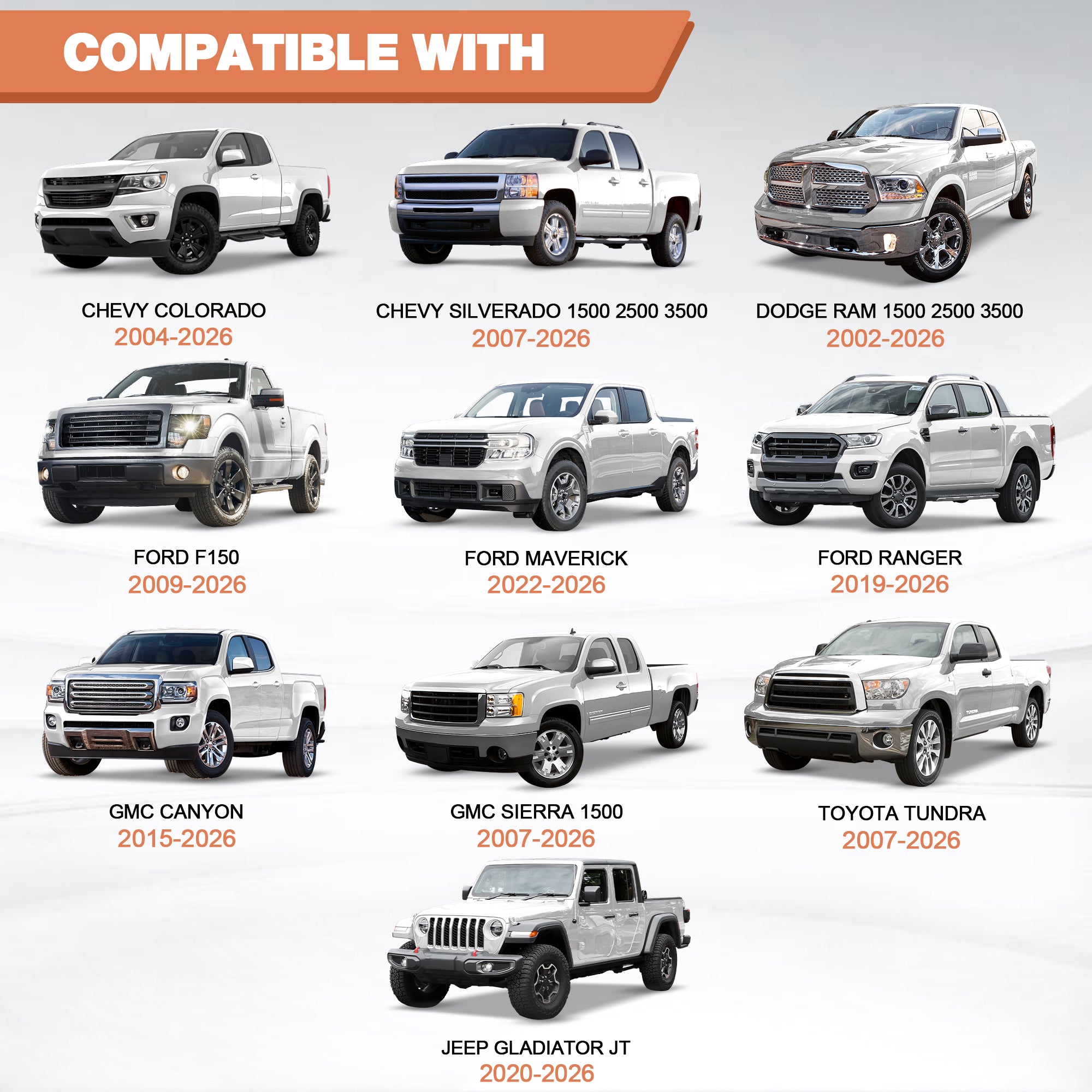 Truck Ladder Rack Without Bed Rails Compatible with 2007-2022 Chevy Silverado 1500 & 2009-2023 Ford F150 & 2002-2023 Dodge Ram 1500 & 2007-2013 Toyota Tundra