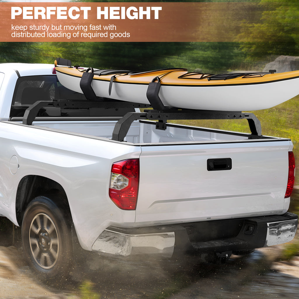Truck Ladder Rack Without Bed Rails Compatible with 2007-2022 Chevy Silverado 1500 & 2009-2023 Ford F150 & 2002-2023 Dodge Ram 1500 & 2007-2013 Toyota Tundra