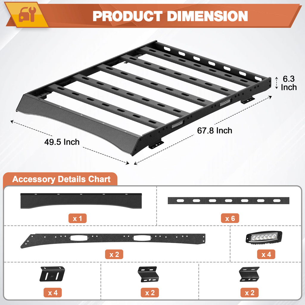 F250 Roof Rack Compatible for 2017-2018-2019-2020-2021-2022 Ford F250/F350/F450