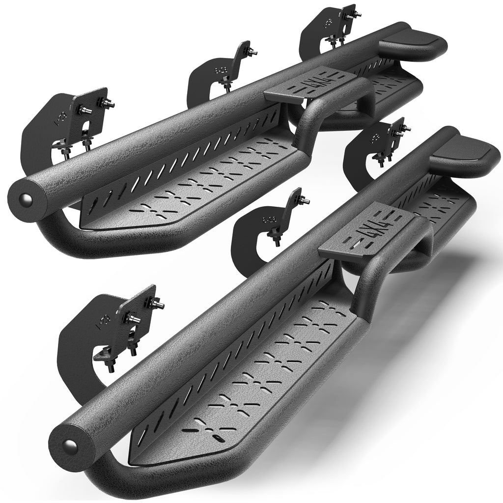 F150 Running Boards Side Steps Compatible with 2009-2014 Ford F150 SuperCrew Black Carbon Steel Nerf Bars