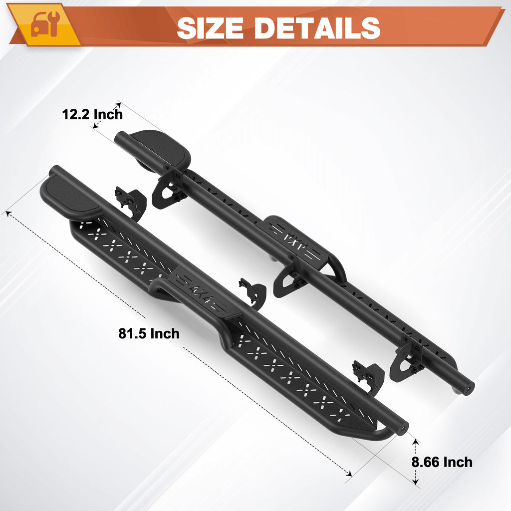 F150 Running Boards Side Steps Compatible with 2009-2014 Ford F150 SuperCrew Black Carbon Steel Nerf Bars