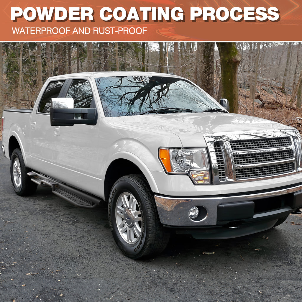 F150 Running Boards Side Steps Compatible with 2009-2014 Ford F150 SuperCrew Black Carbon Steel Nerf Bars