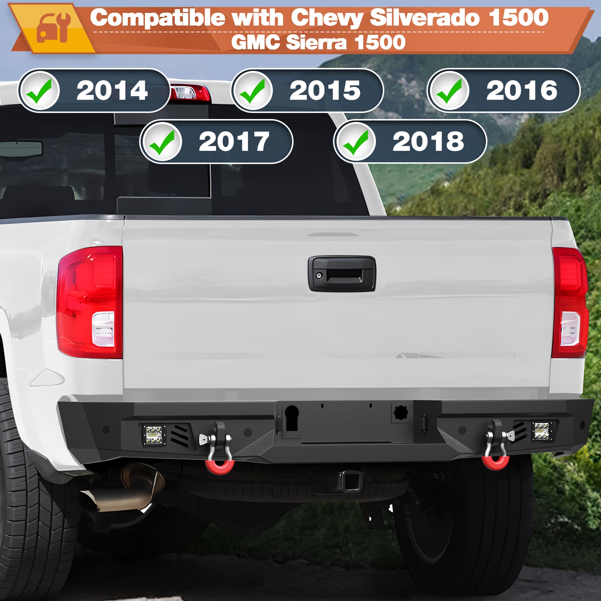 Silverado 1500 Rear Bumper for 2014-2018 Chevy Silverado 1500 and GMC Sierra 1500