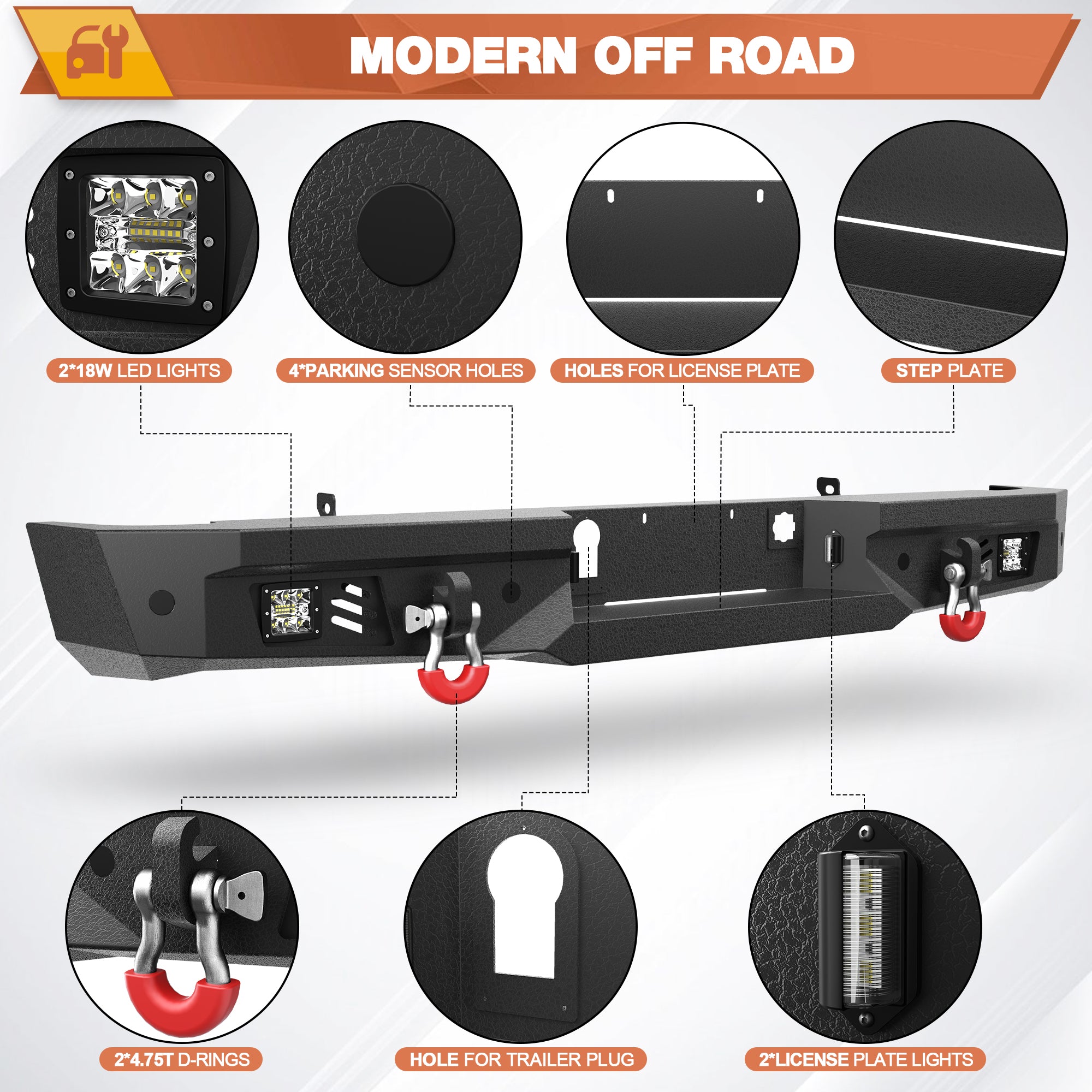 Silverado 1500 Rear Bumper for 2014-2018 Chevy Silverado 1500 and GMC Sierra 1500