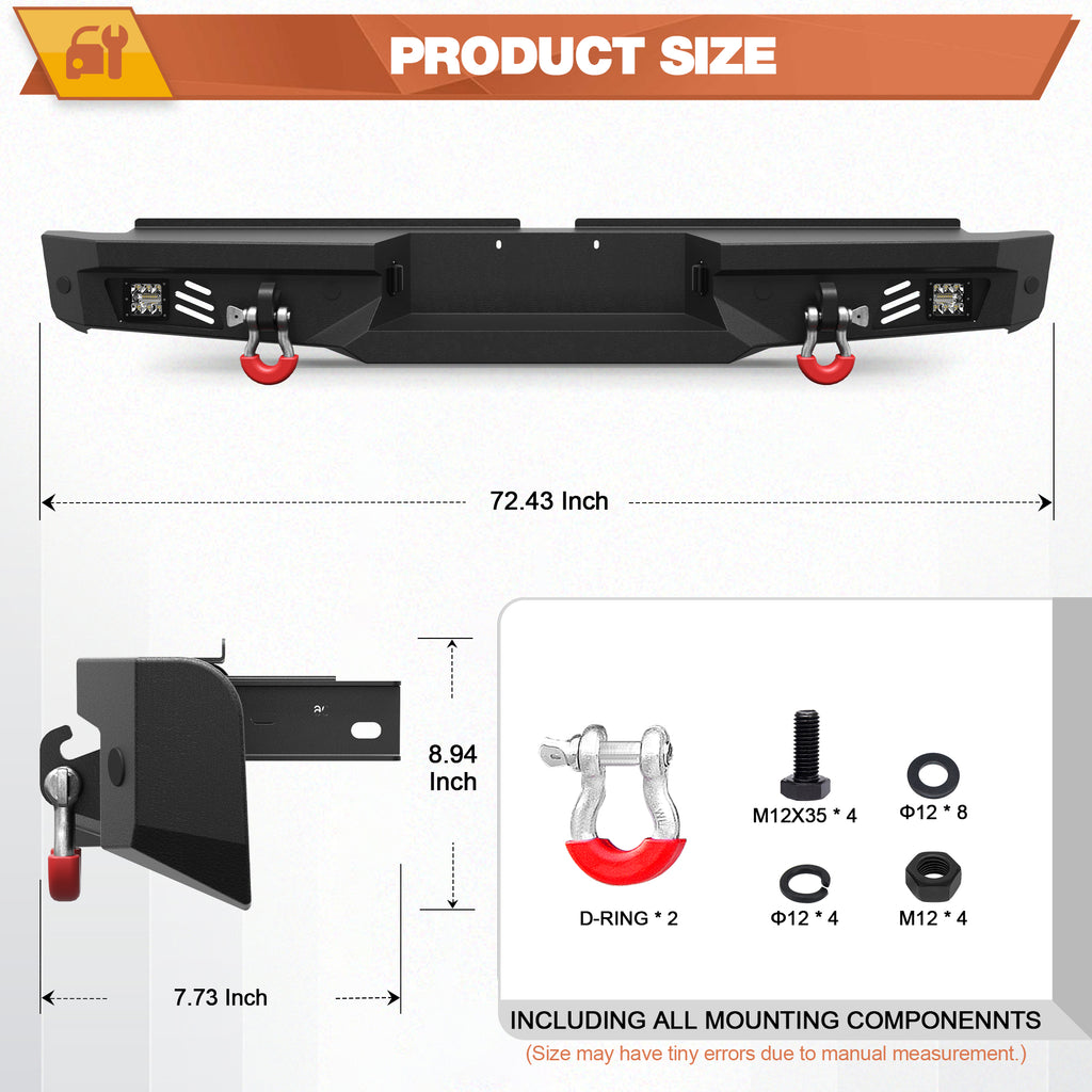 Tundra Rear Bumper for 2000-2001-2002-2003-2004-2005-2006 Toyota Tundra