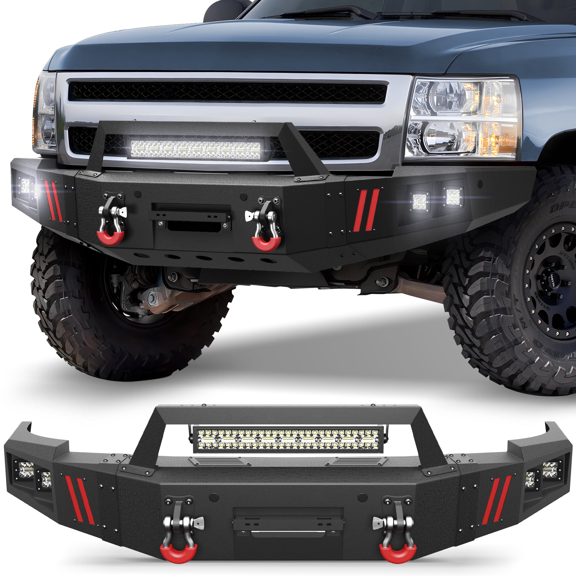 Silverado 1500 Front Bumper Compatible with 2007-2008-2009-2010-2011-2012-2013 Chevy Silverado 1500