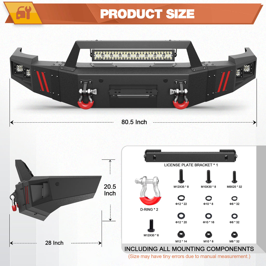 Silverado 1500 Front Bumper Compatible with 2007-2008-2009-2010-2011-2012-2013 Chevy Silverado 1500