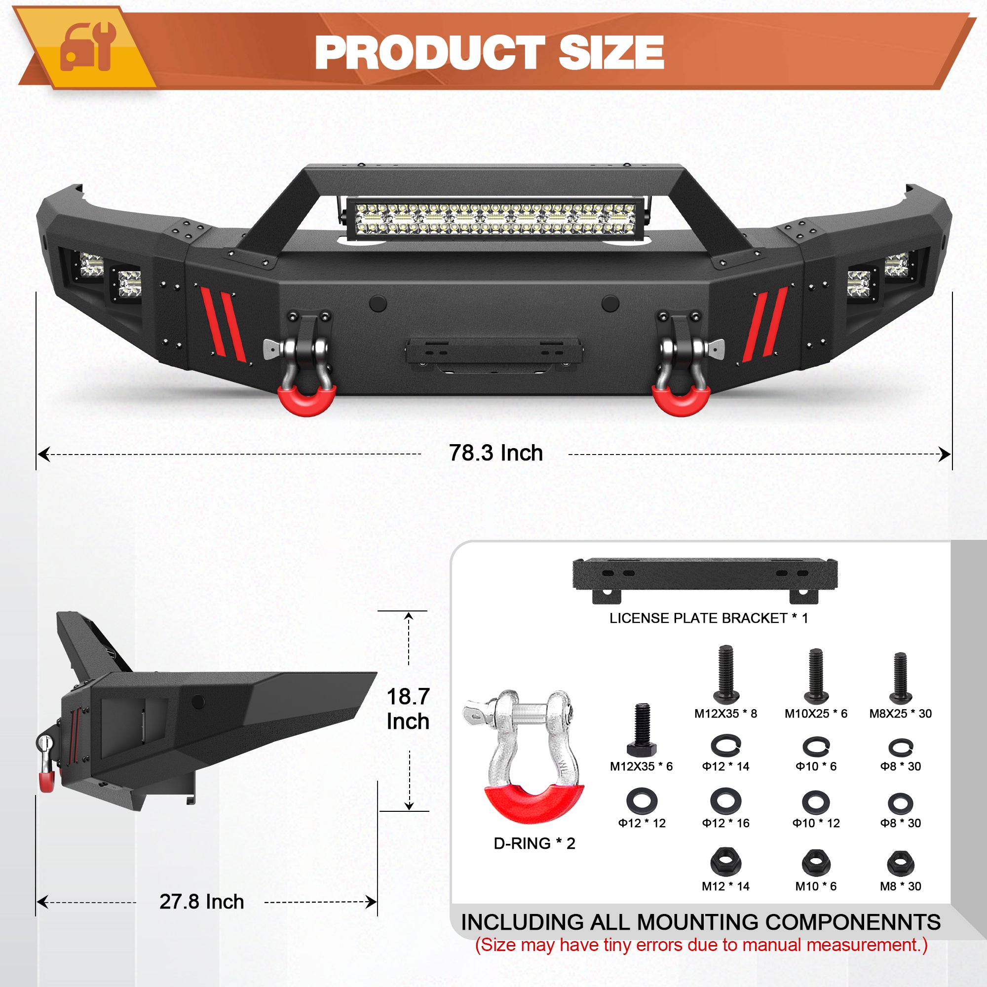 Silverado 2500/3500 Front Bumper for 2015-2016-2017-2018-2019 Chevy Silverado 2500/3500 HD, Pickup Truck Solid Steel Bumper