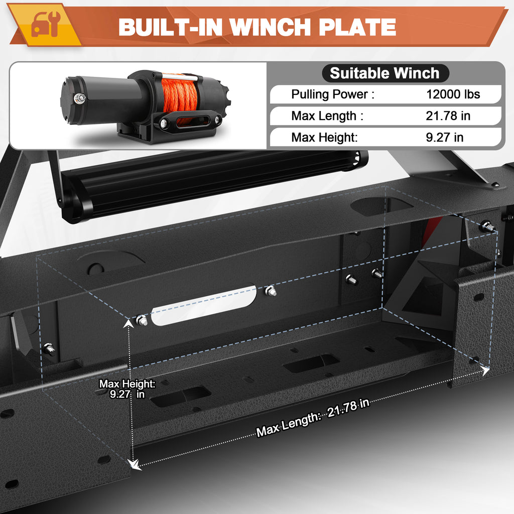 Silverado 2500/3500 Front Bumper for 2015-2016-2017-2018-2019 Chevy Silverado 2500/3500 HD, Pickup Truck Solid Steel Bumper