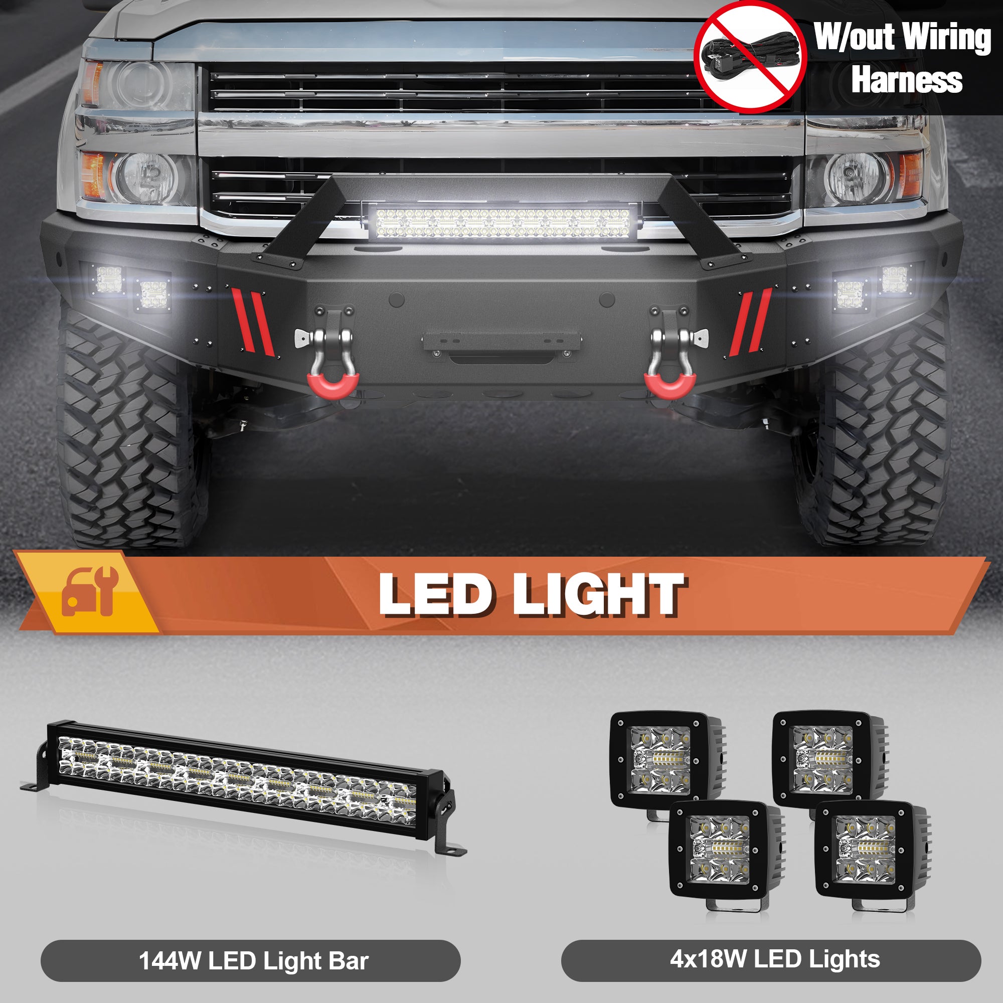 Silverado 2500/3500 Front Bumper for 2015-2016-2017-2018-2019 Chevy Silverado 2500/3500 HD, Pickup Truck Solid Steel Bumper