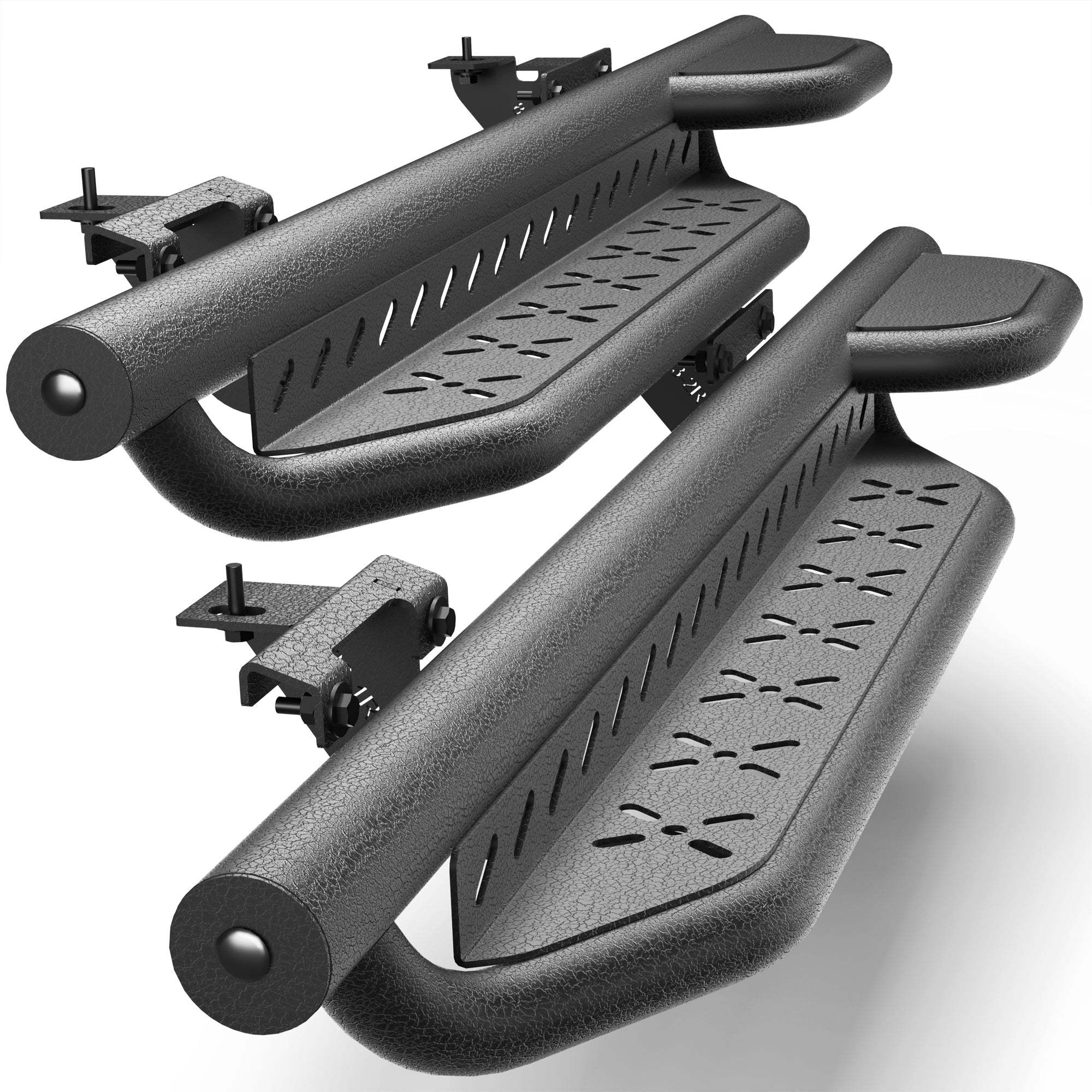 Running Boards Side Steps Two Raised Step Compatible with 2019-2024 Jeep Wrangler JL (2 Doors Only)